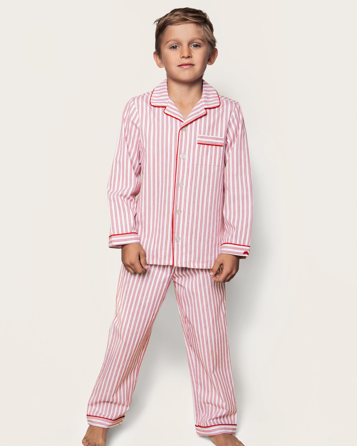Petite Plume Kid's Twill Pajama, Antique Red Ticking