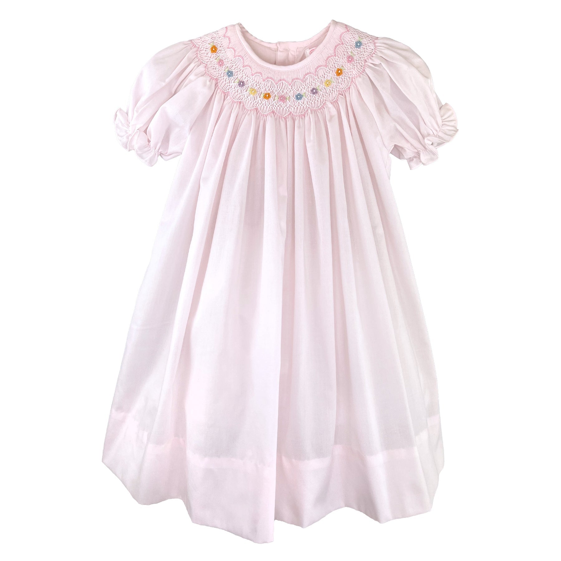 Petit Ami Pink Bishop Smocked Pastel Floral Dress