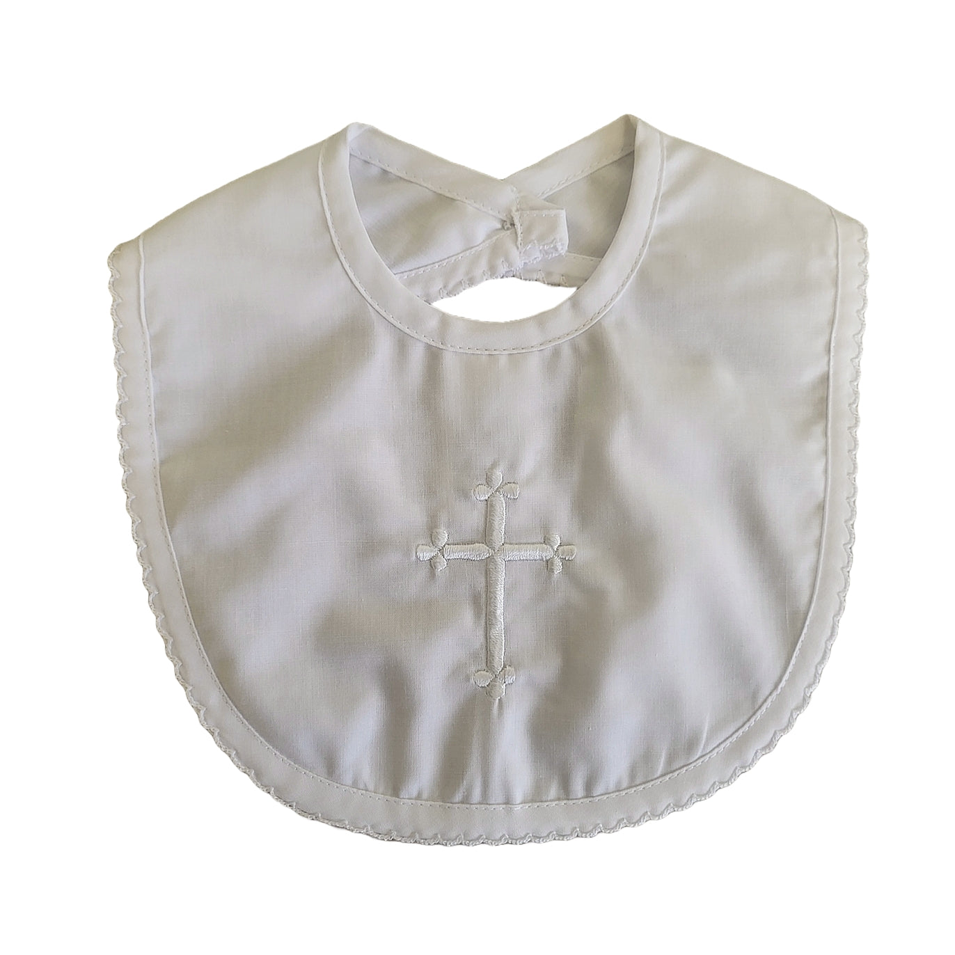 Petit Ami Embroidered Cross Christening Bib
