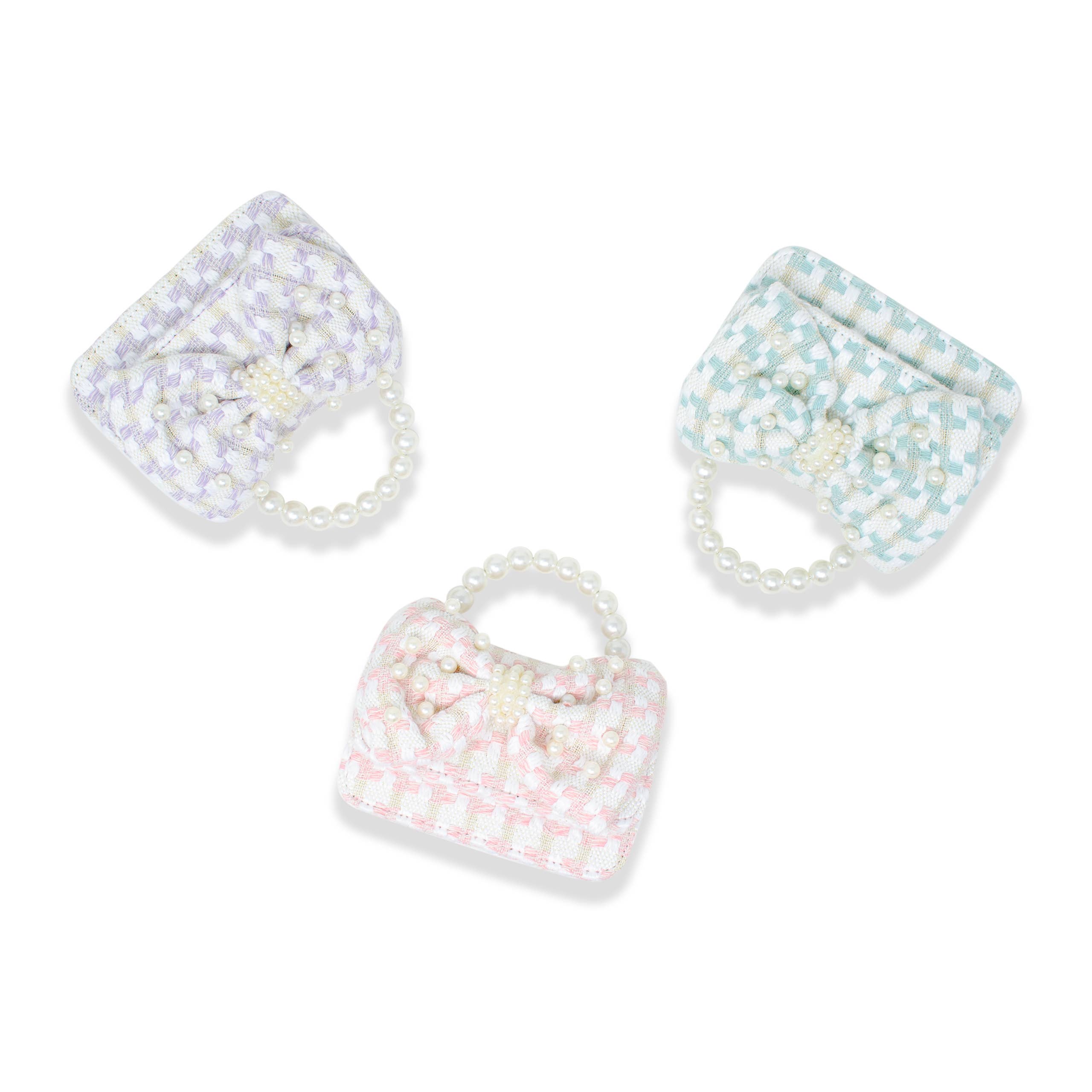 Zomi Gems Tweed Jumbo Pearl Bow Handbag