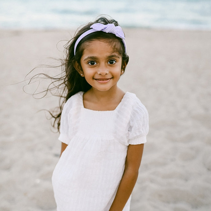 Bits & Bows Seersucker Bow Headband, Lavender