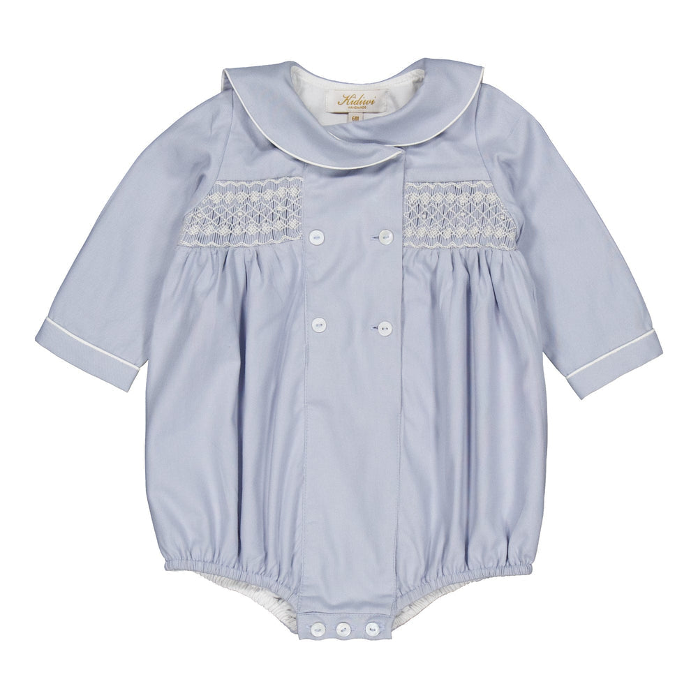 Kidiwi Ambroisinou Smocked Romper in Artic Blue