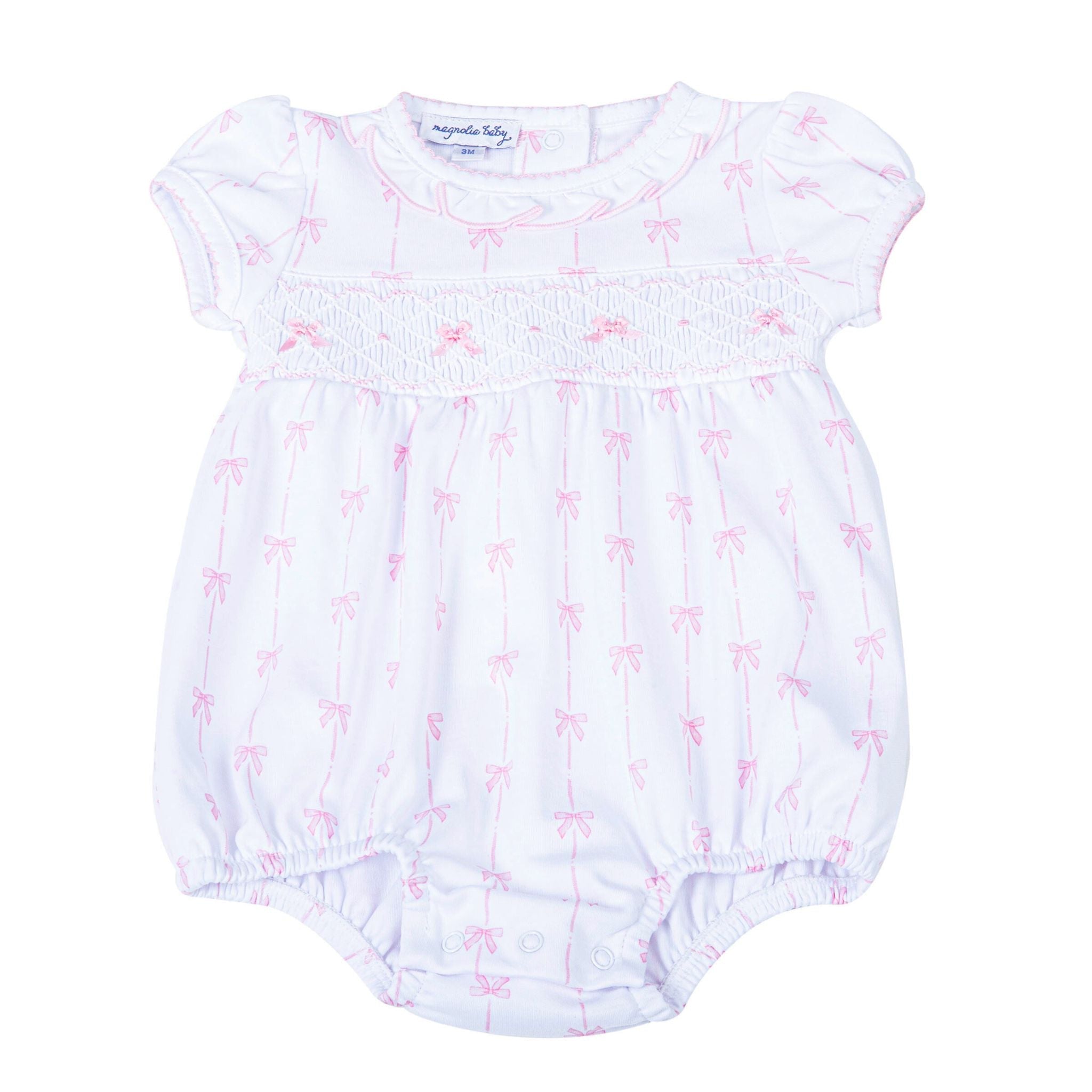 Magnolia Baby Amelia's Classics Smocked Pink Bubble