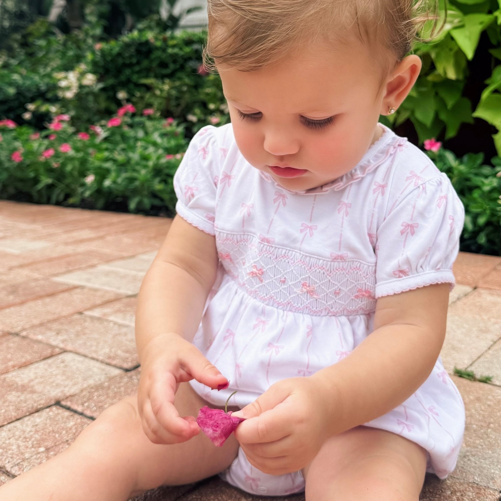 Magnolia Baby Amelia's Classics Smocked Pink Bubble