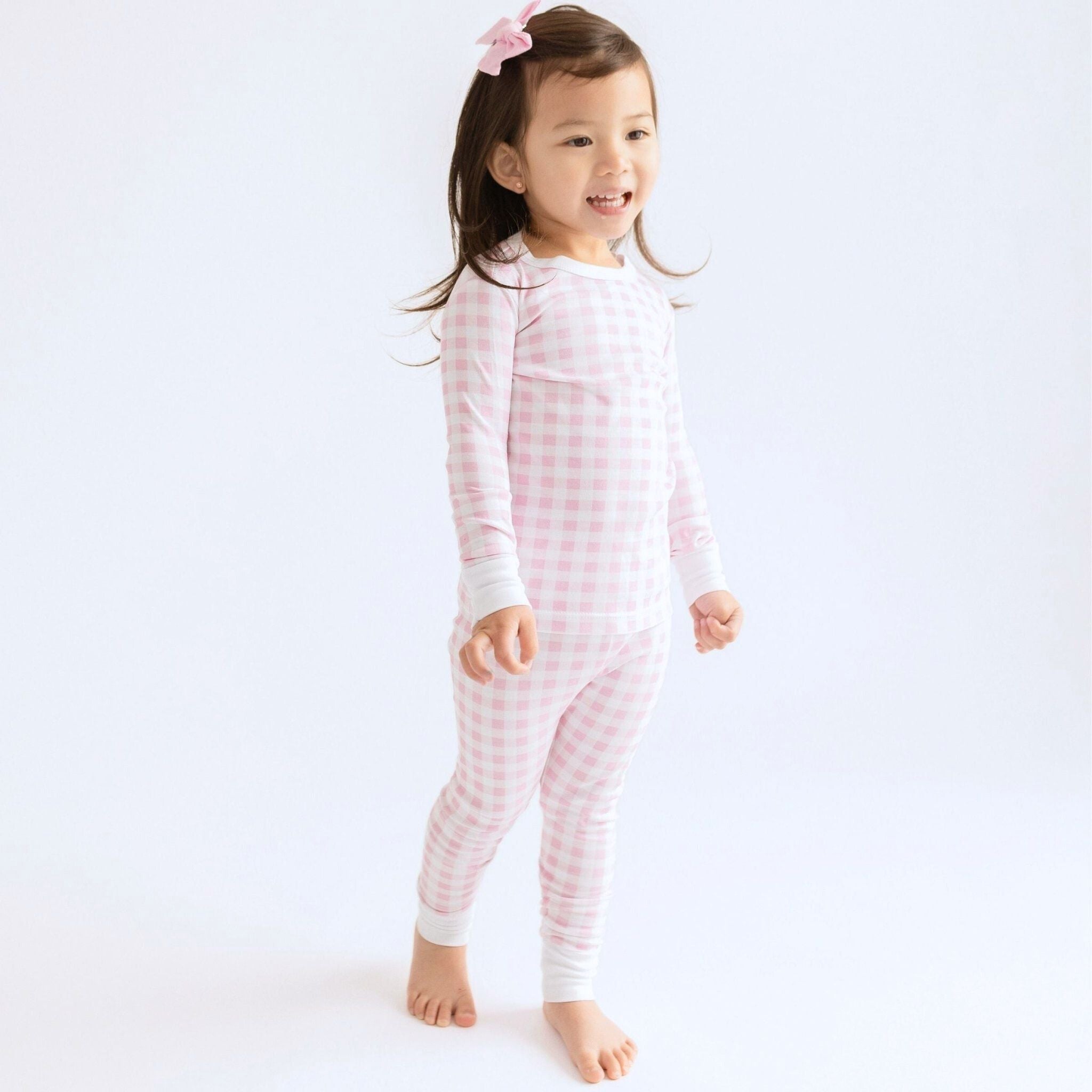 Magnolia Baby Baby Checks Pink Long Pajamas