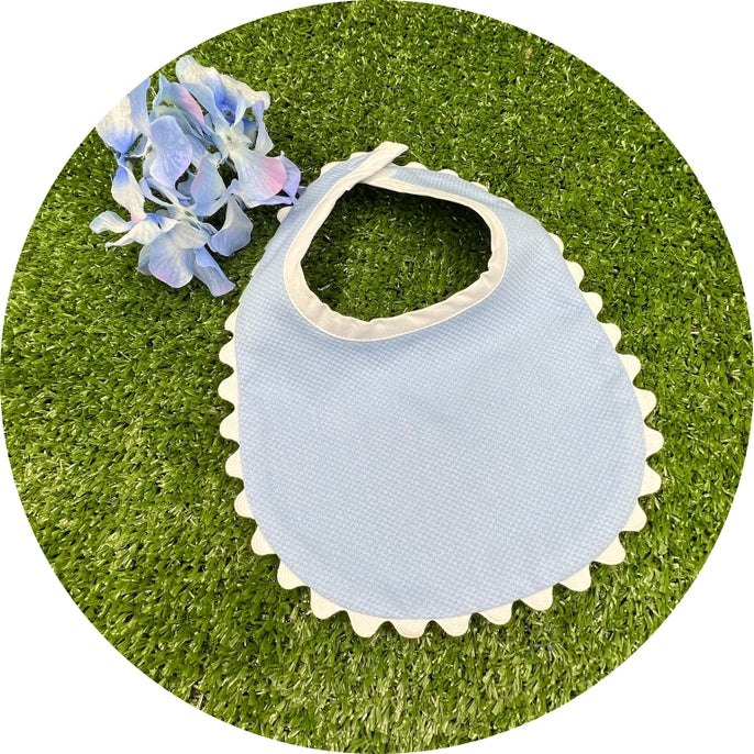 Royalty Collection Blue Cotton Pique Infant Bib