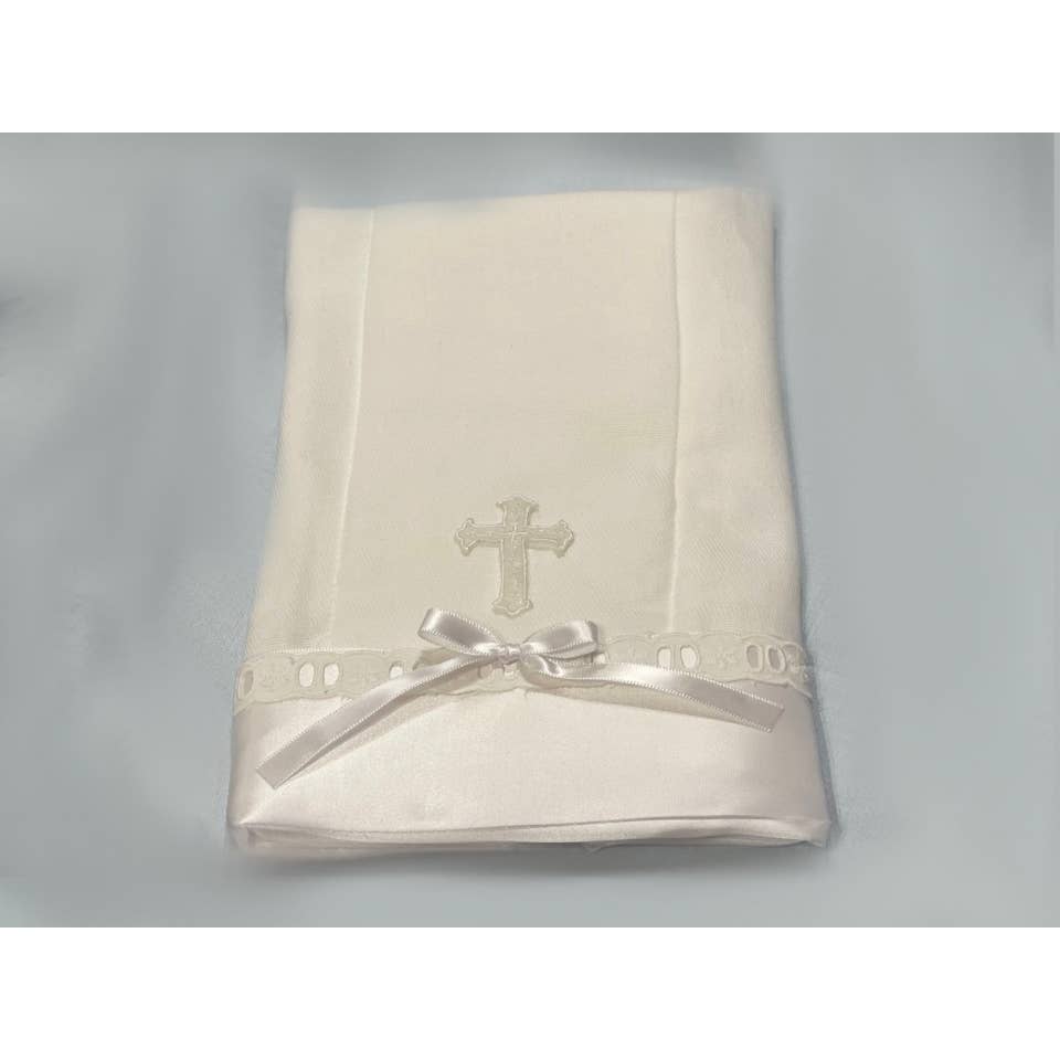 Simply Charming Satin Edge Burp Cloth with Cross