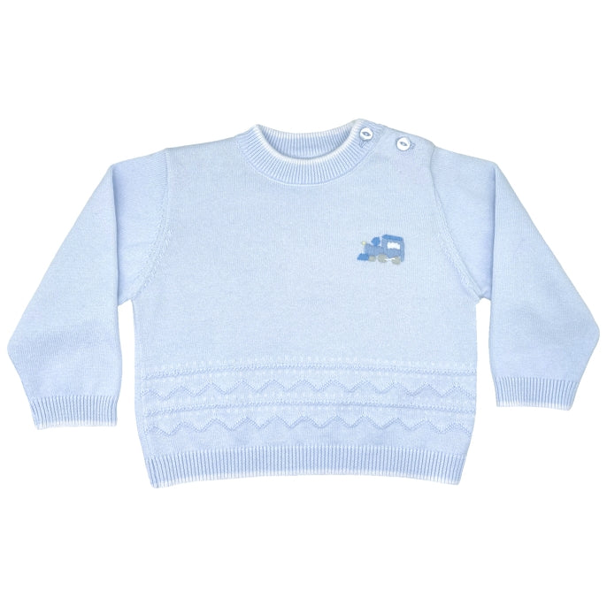Zubels Embroidered Train Lightweight Knit Sweater