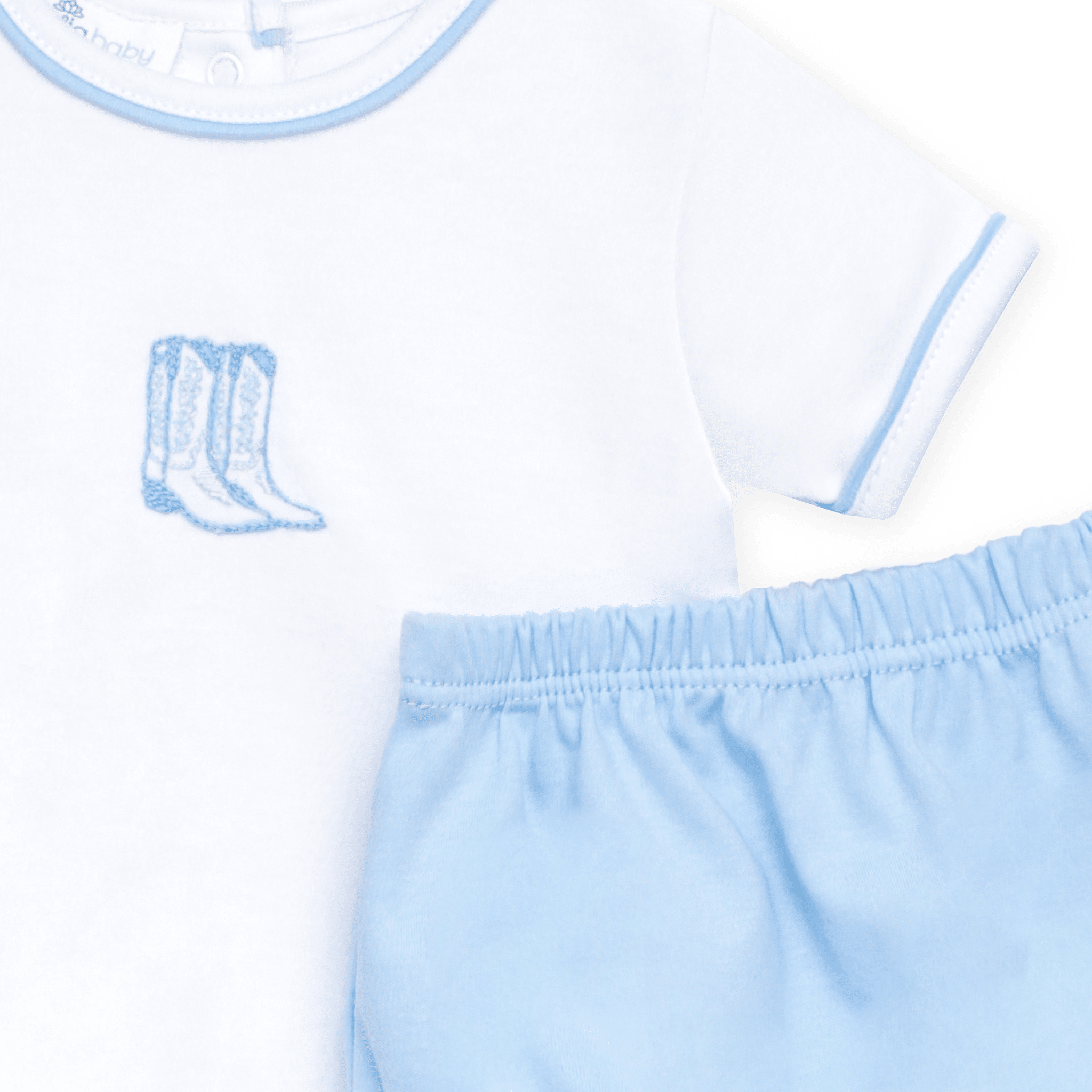 Magnolia Baby Darling Cowboy Boots Diaper Cover Set, Light Blue
