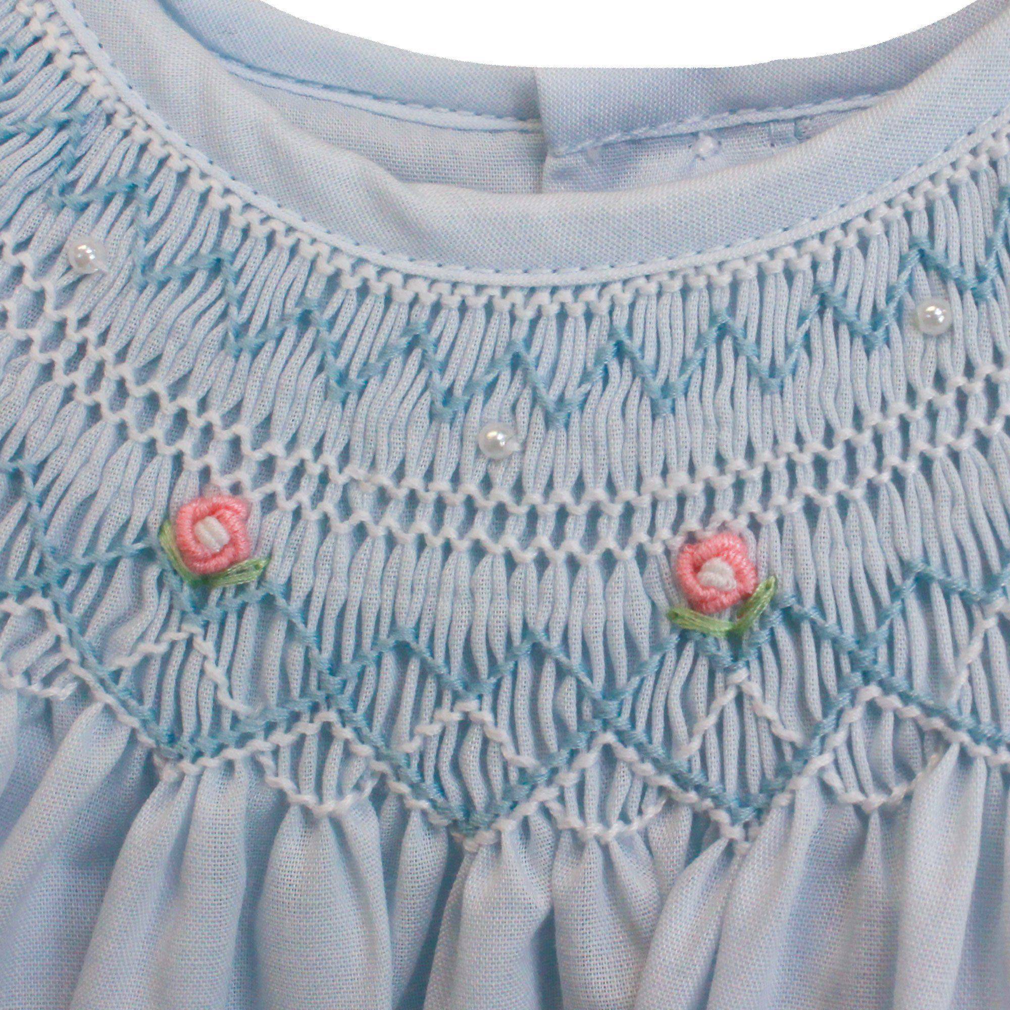 Petit Ami Bishop Gown with Heart Smocking and Pearls