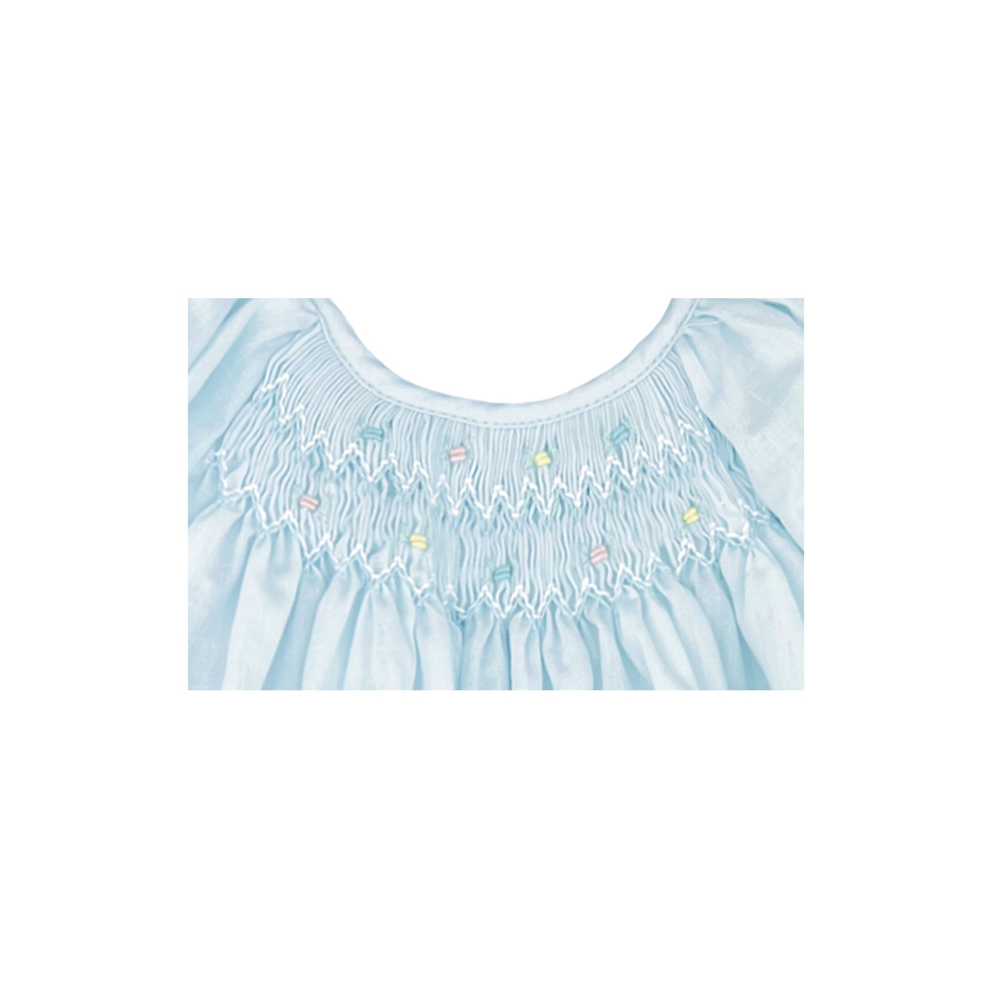 Petit Ami Blue Daygown with Raglan Sleeves & Embroidered Hem