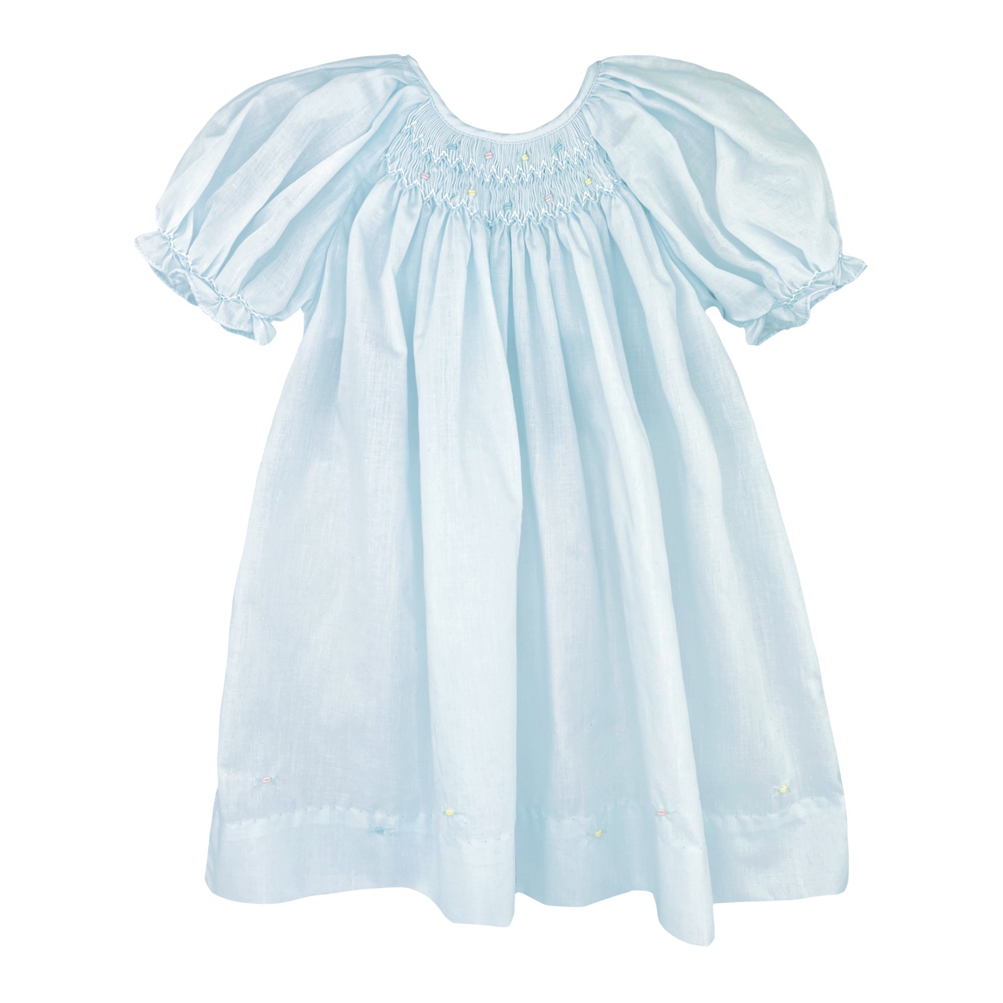 Petit Ami Blue Daygown with Raglan Sleeves & Embroidered Hem