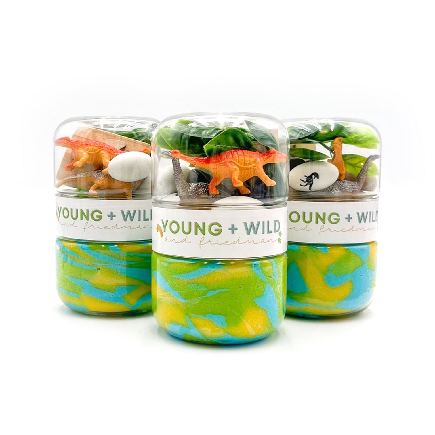 Young + Wild & Friedman Dinosaur Grab & Go Dough Jar