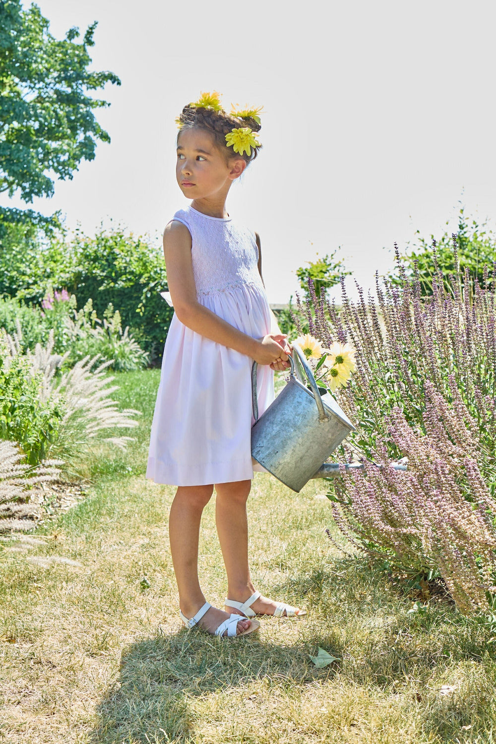 Kidiwi Emma Smocked Dress in Pink Pique