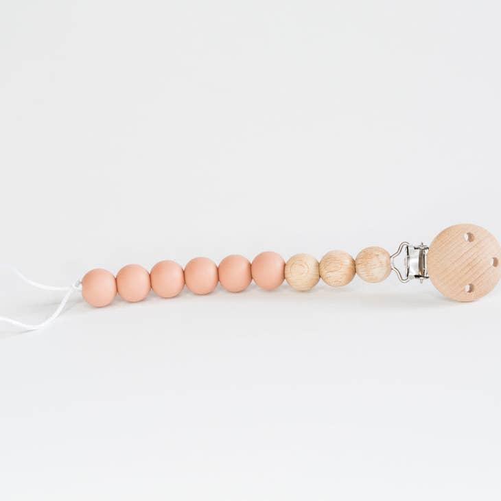 Babeehive Blush Beaded Wooden & Silicone Pacifier Clip - shopnurseryrhymes