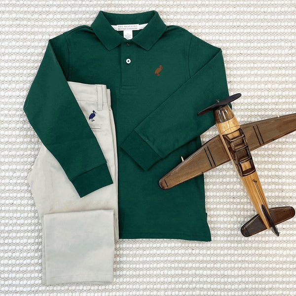 Beaufort Bonnet Long Sleeve Prim & Proper Polo, Grier Green