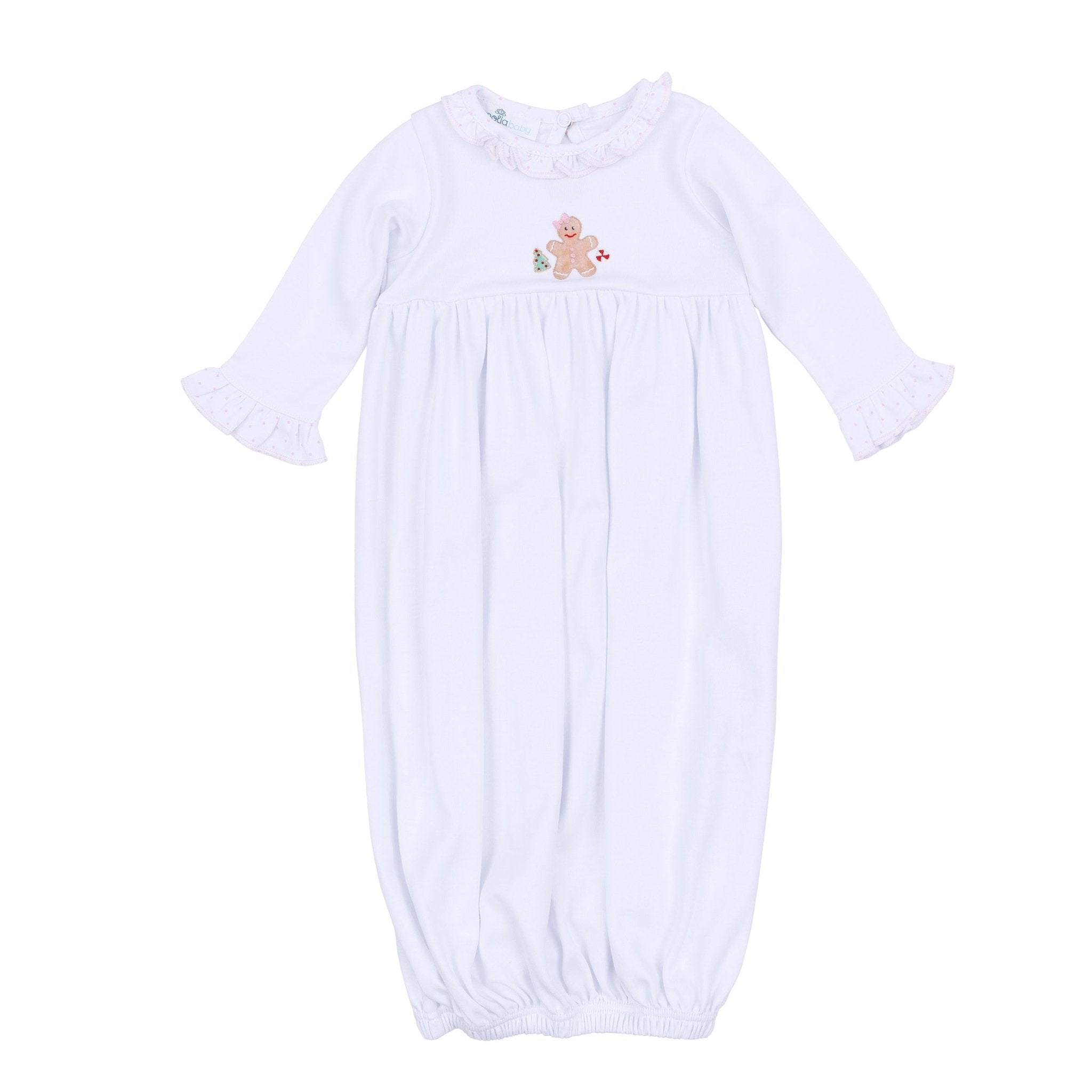 Magnolia Baby Frosted Wonderland Embroidered Ruffle Gathered Gown