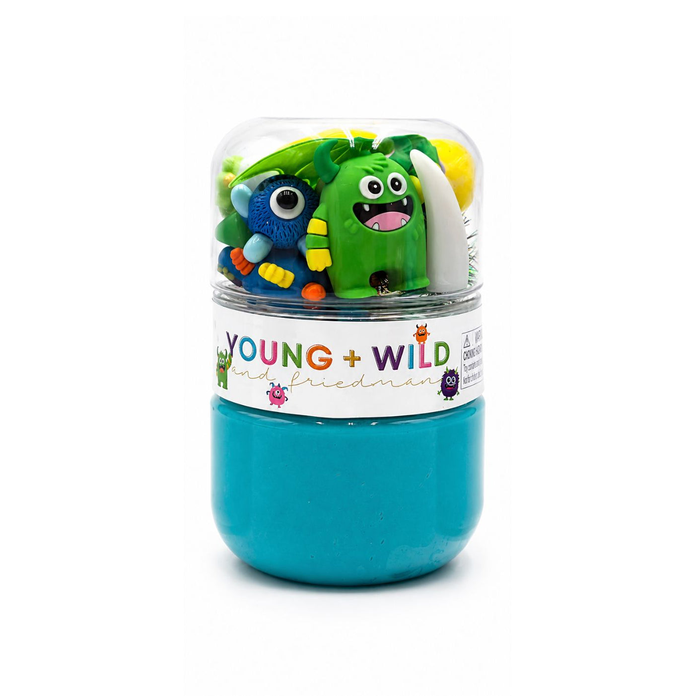 Young + Wild & Friedman Colorful Monster Grab & Go Dough Jar