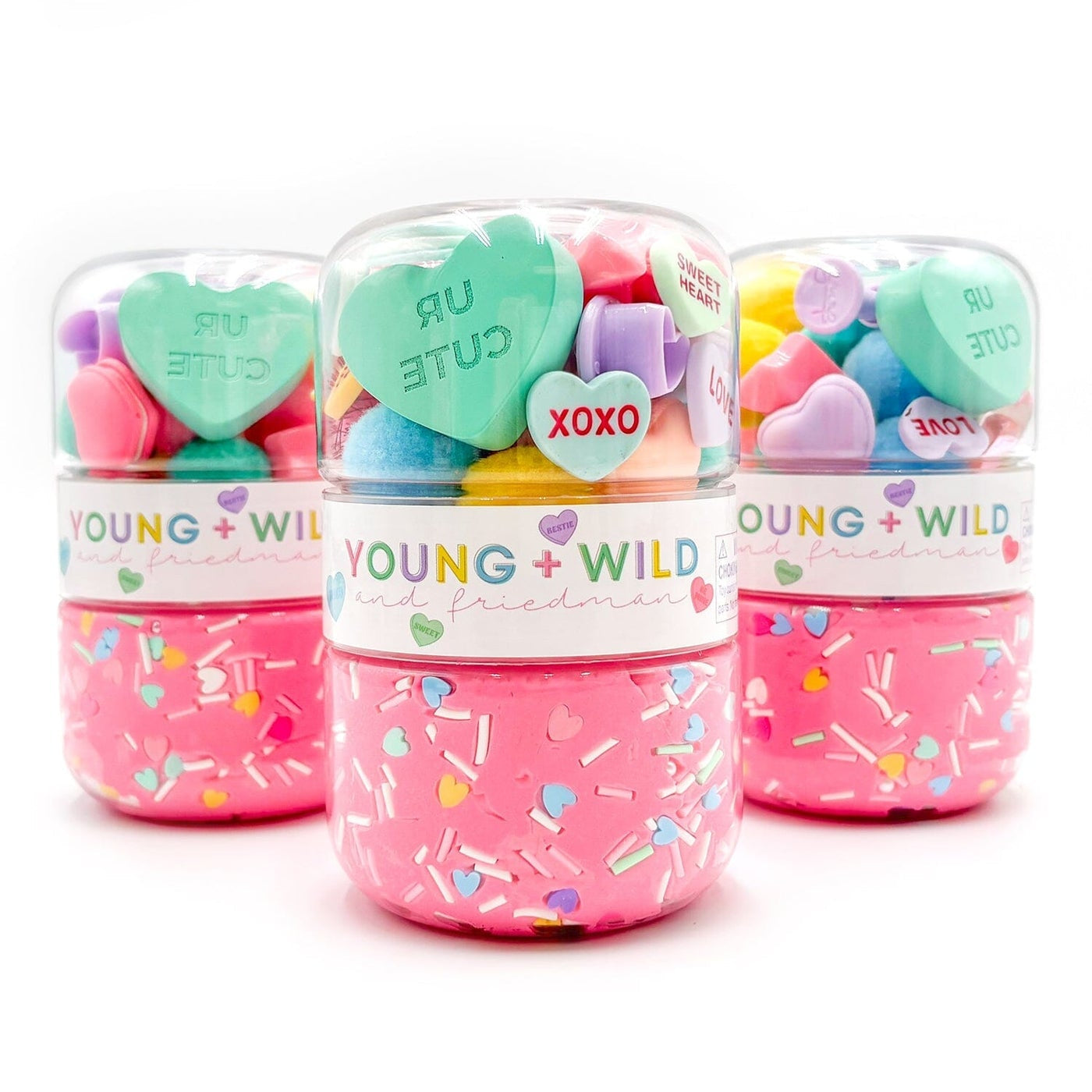Young + Wild & Friedman Grab & Go Dough Jar, Pastel Hearts