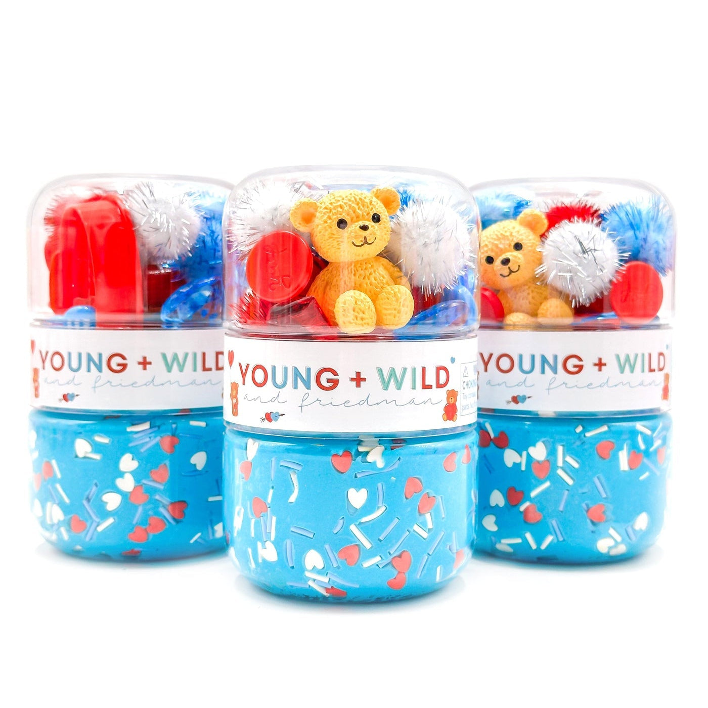 Young + Wild & Friedman Grab & Go Dough Jar, Red & Blue Valentine
