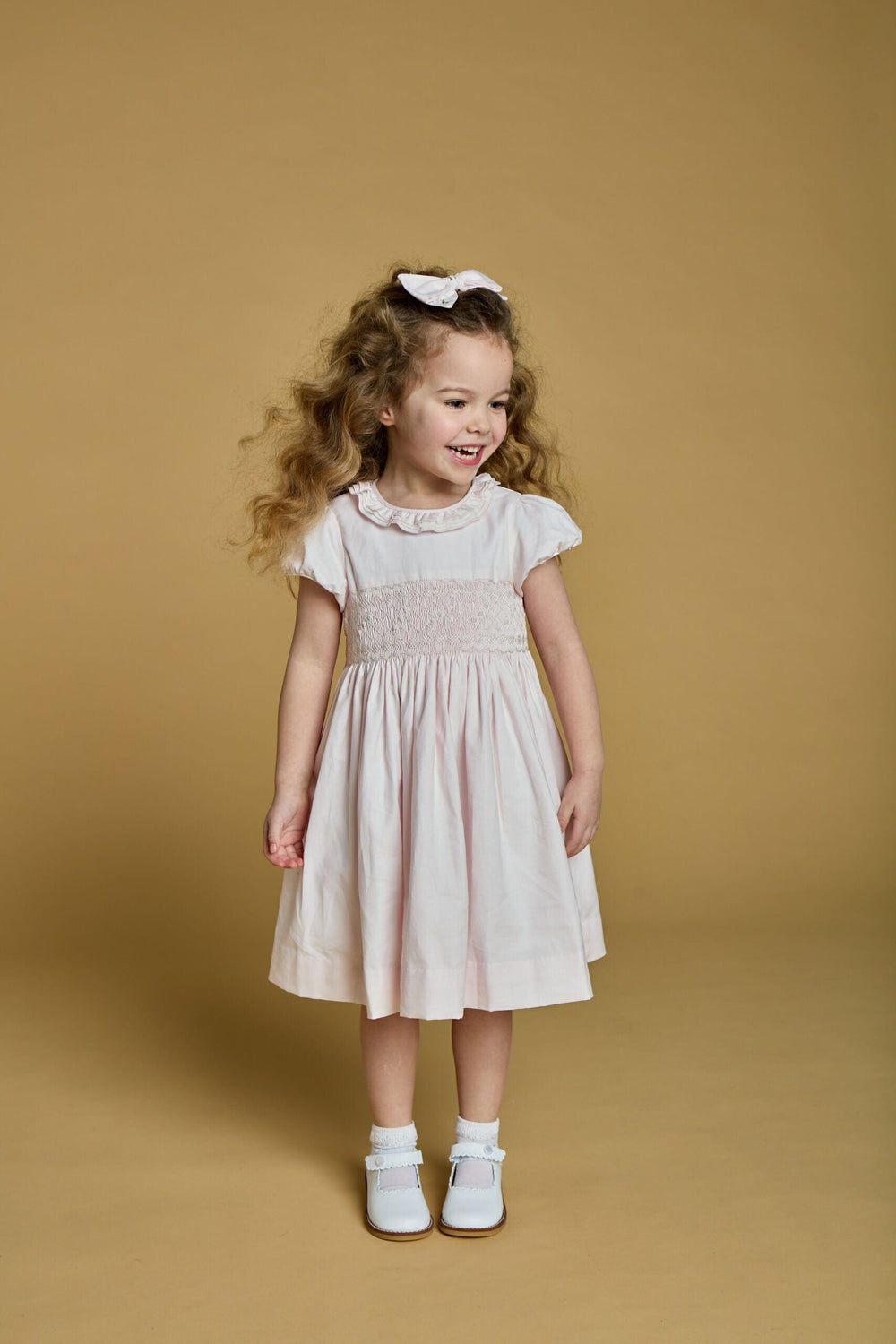 Kidiwi Hars Smocked Dress in Pale Pink