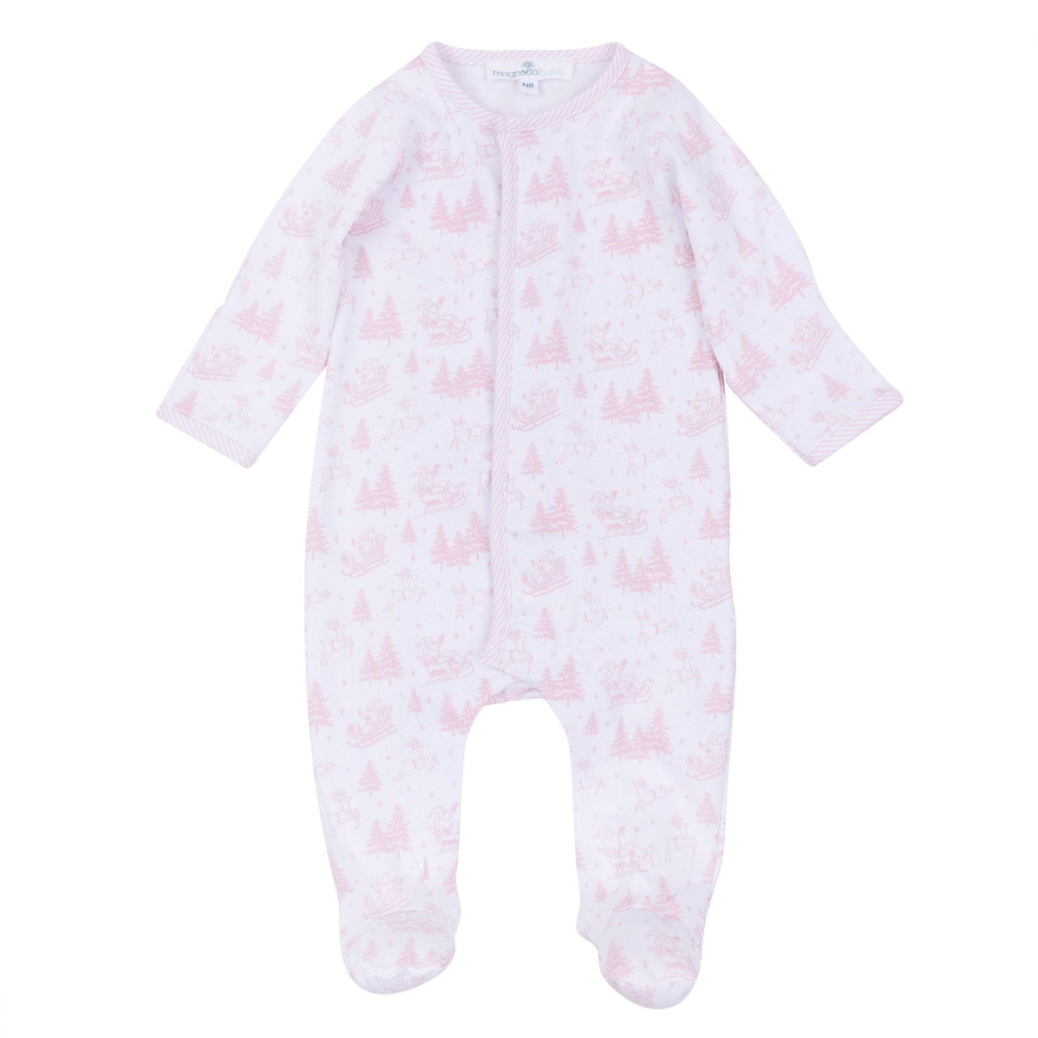 Magnolia Baby Holiday Toile Footie, Pink