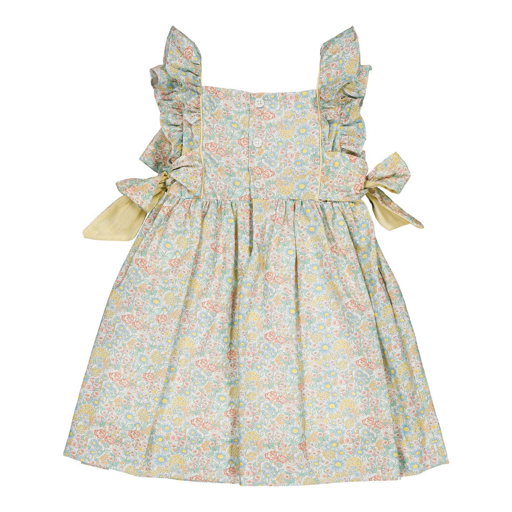 Kidiwi Kiara Dress in Coral Yellow Floral Print