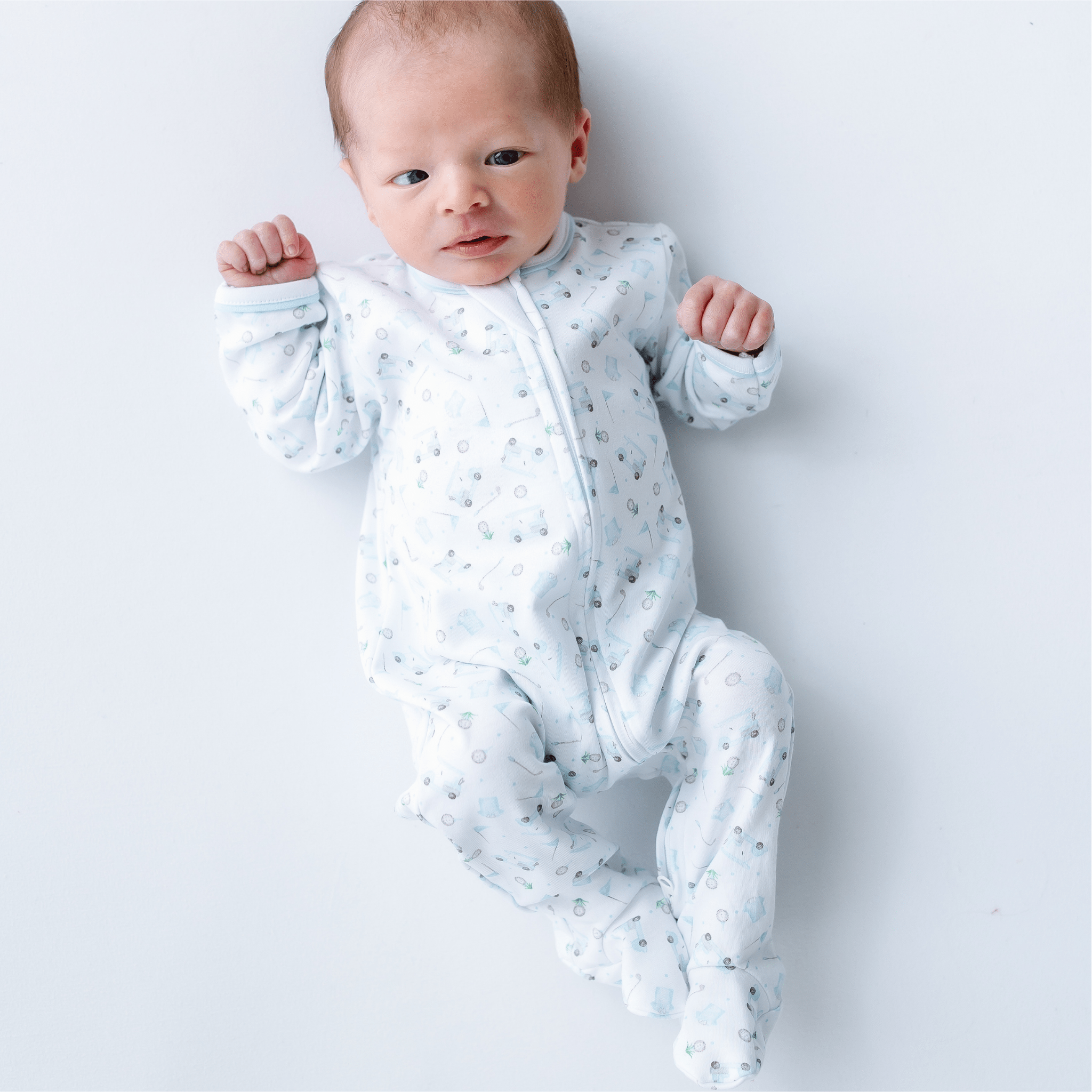 Magnolia Baby Little Golfer Print Zip Footie