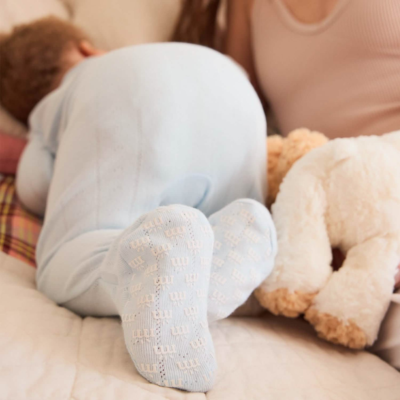 Magnetic Me Love Lines Blue Pointelle Footie