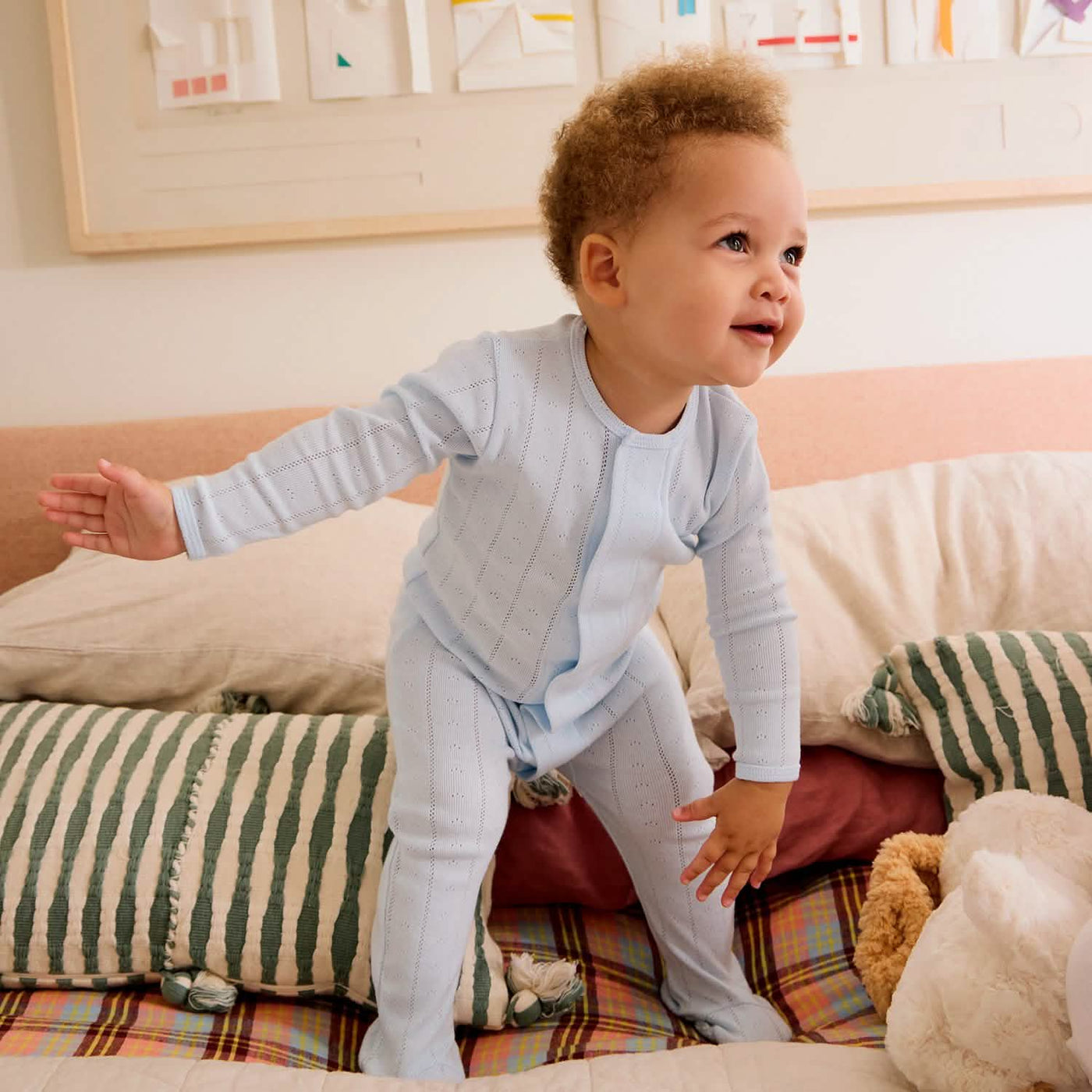 Magnetic Me Love Lines Blue Pointelle Footie