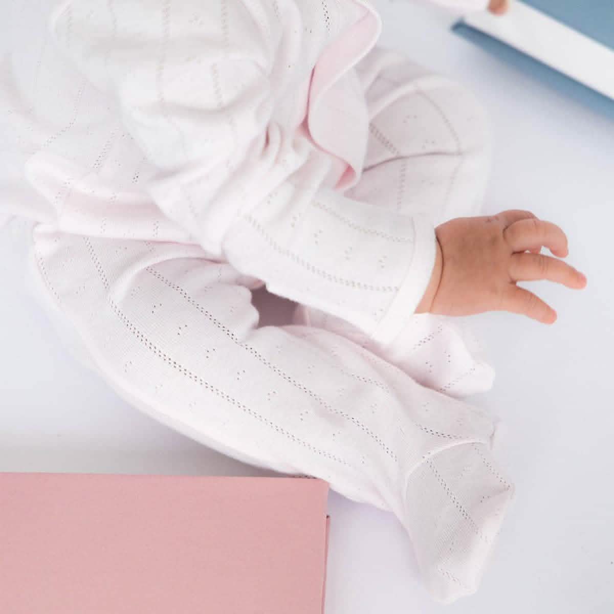 Magnetic Me Love Lines Pink Pointelle Footie