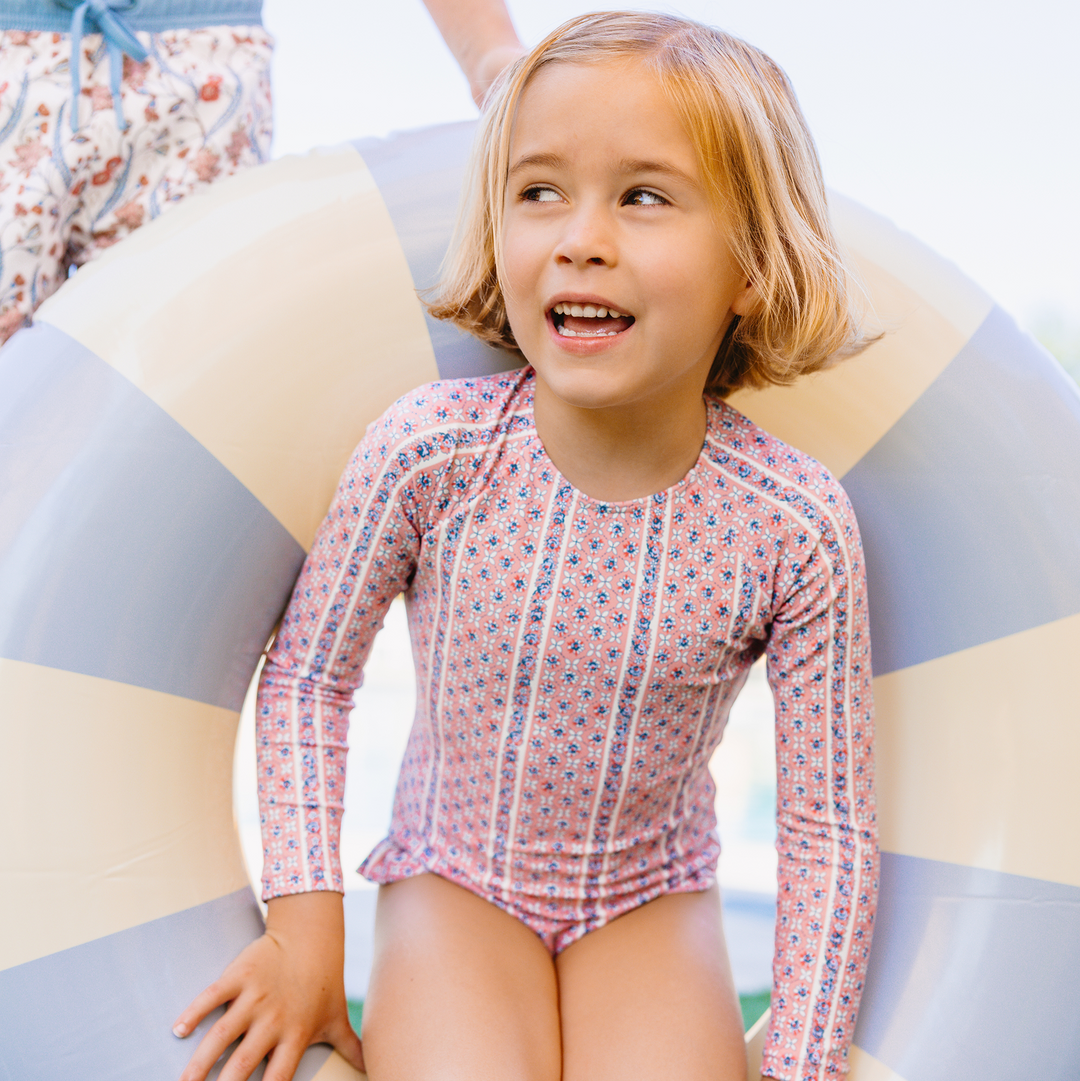 Minnow Floral Tile Rashguard One Piece | shopnurseryrhymes