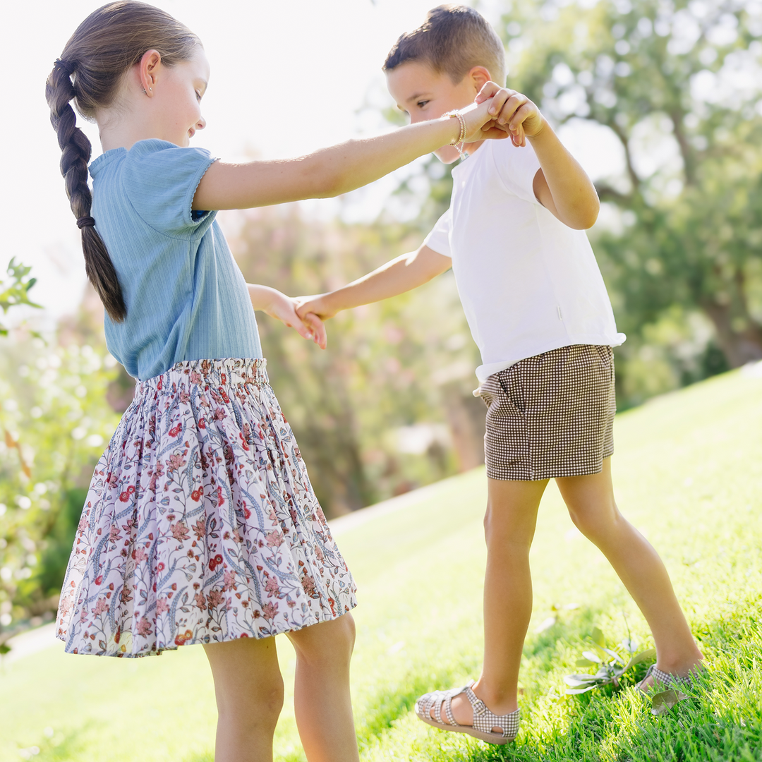Minnow Feathered Floral Paperbag Skirt