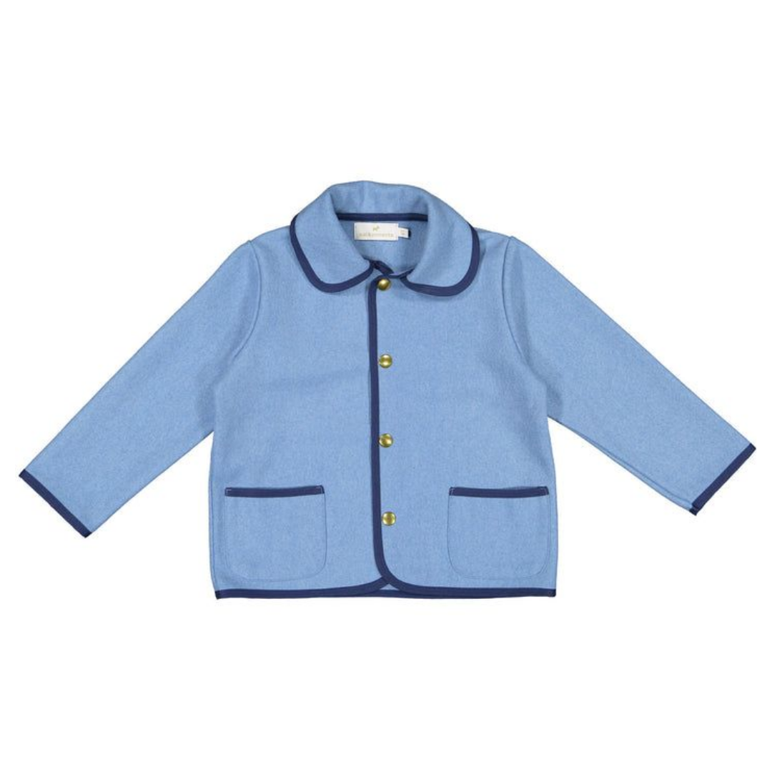 Sal & Pimenta Boy Blue Classic Coat with Navy Trim