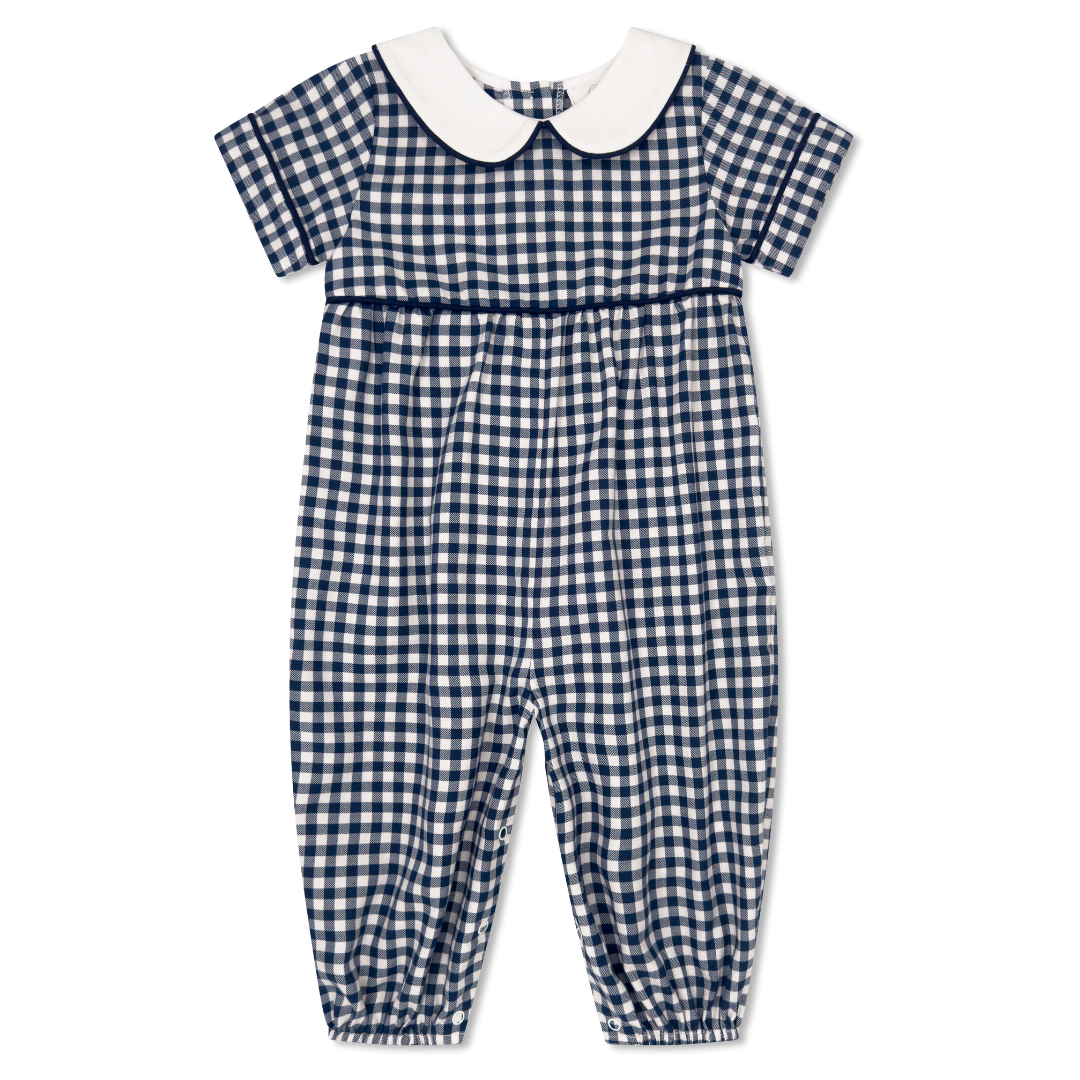 Lullaby Set Rover Romper, Blue Ridge Check