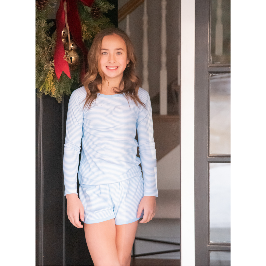 James & Lottie Light Blue Stripe Lounge Set