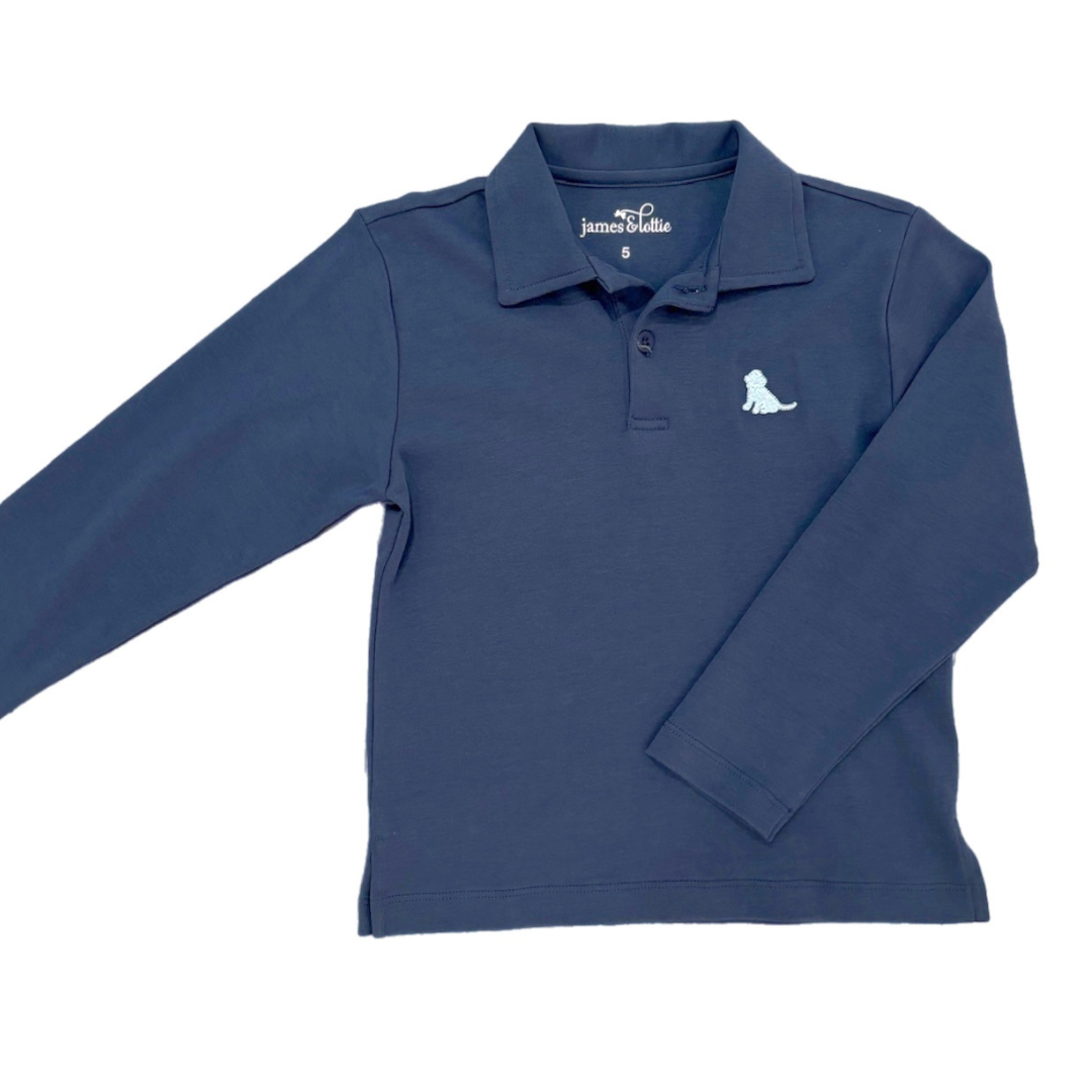 James & Lottie Patton Long Sleeve Polo, Navy