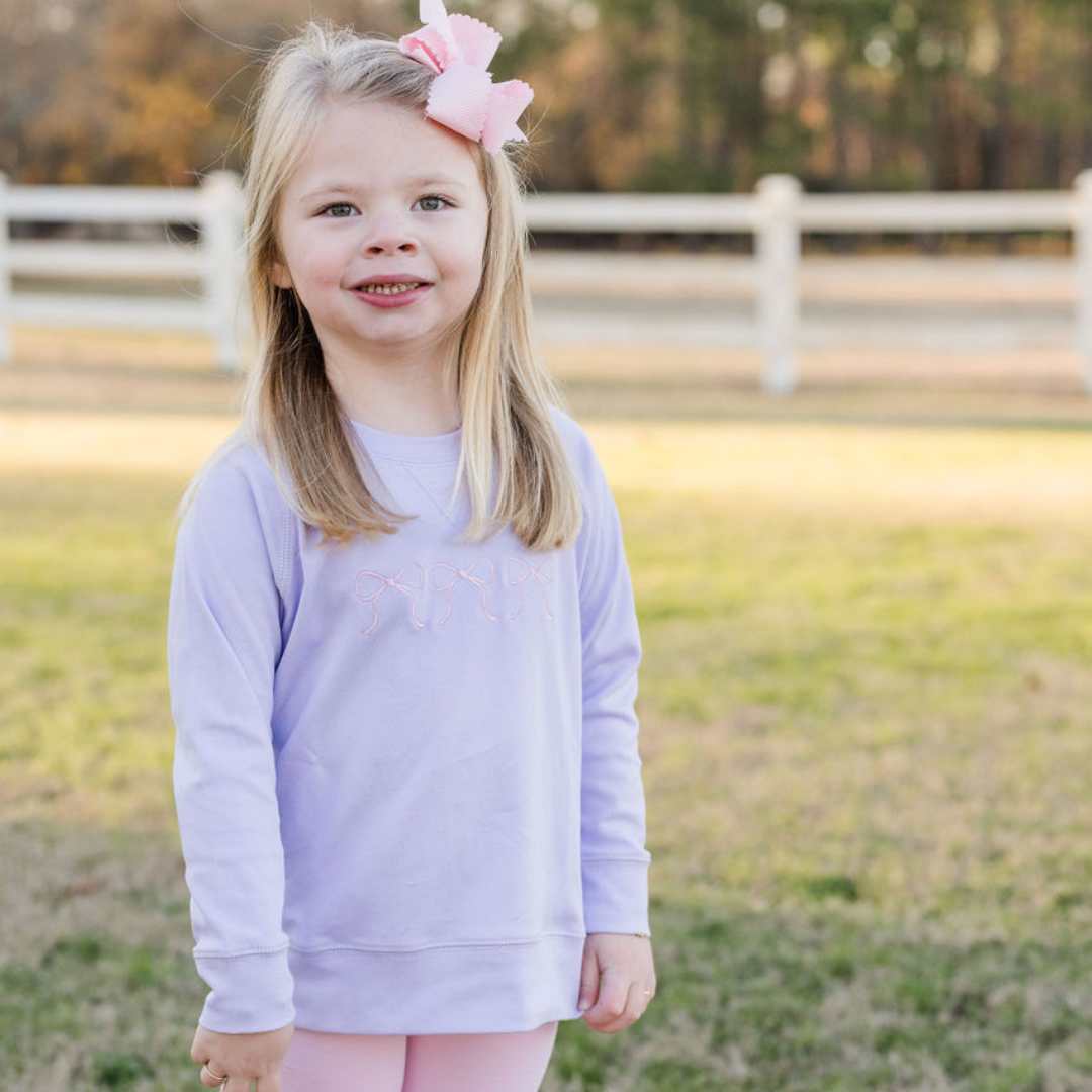 James & Lottie Lavender Sidney Sweatshirt, Basic Bows