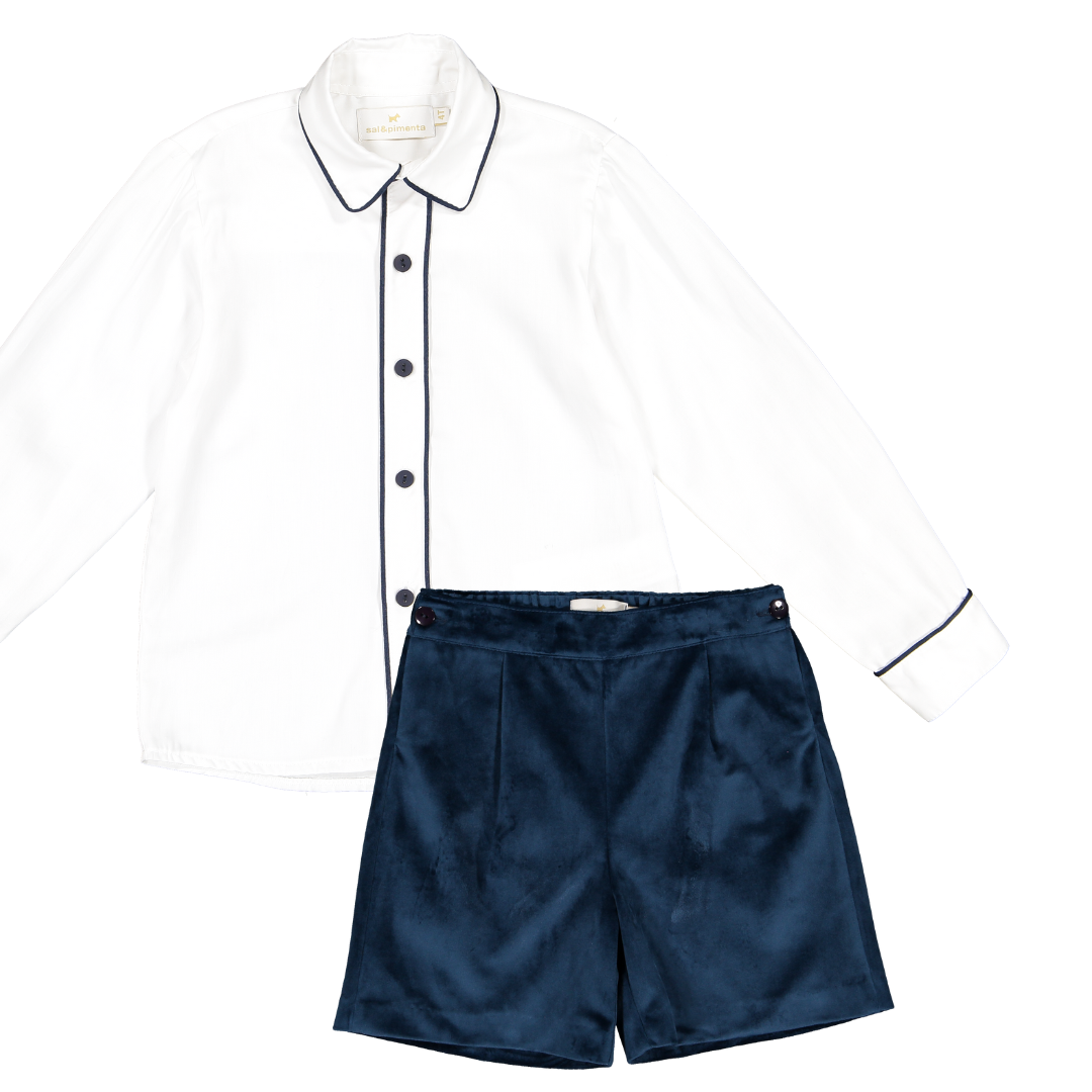 Sal & Pimenta Navy Velvet Short Set