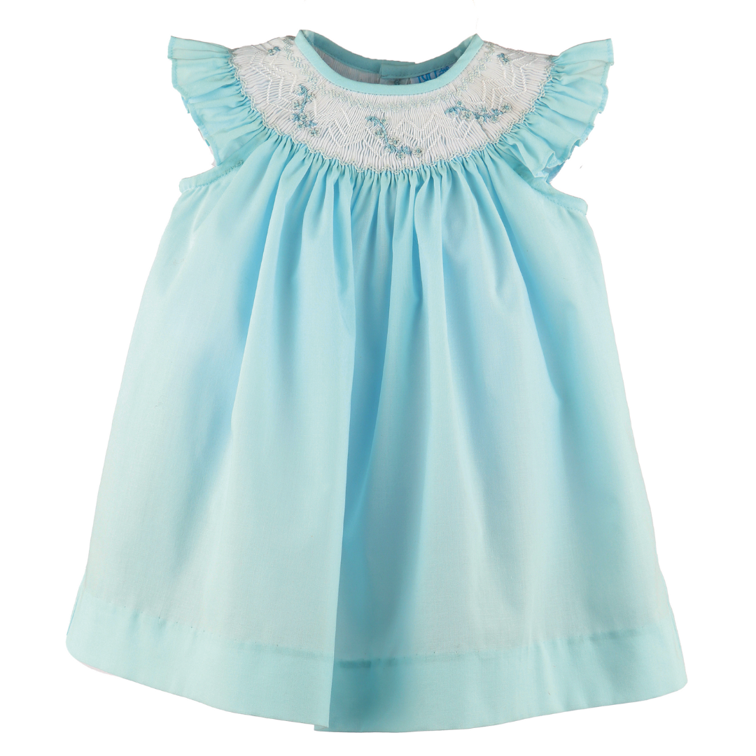 Luli & Me Combo Bishop Smock Batista with Bonnet, Blue 3m Luli & Me Combo Bishop Smock Batista with Bonnet, Blue 3m