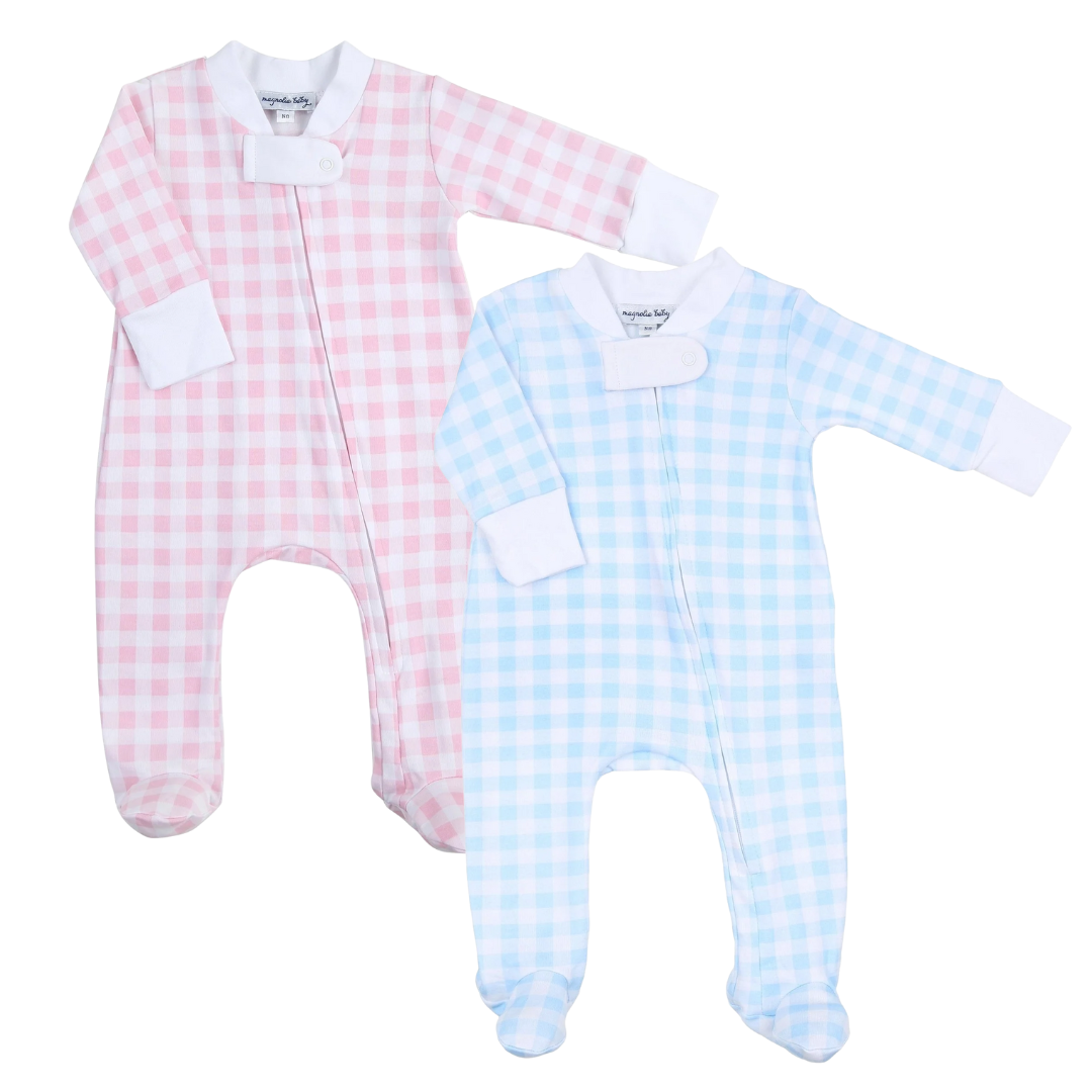 Magnolia Baby Baby Checks Zipper Footie