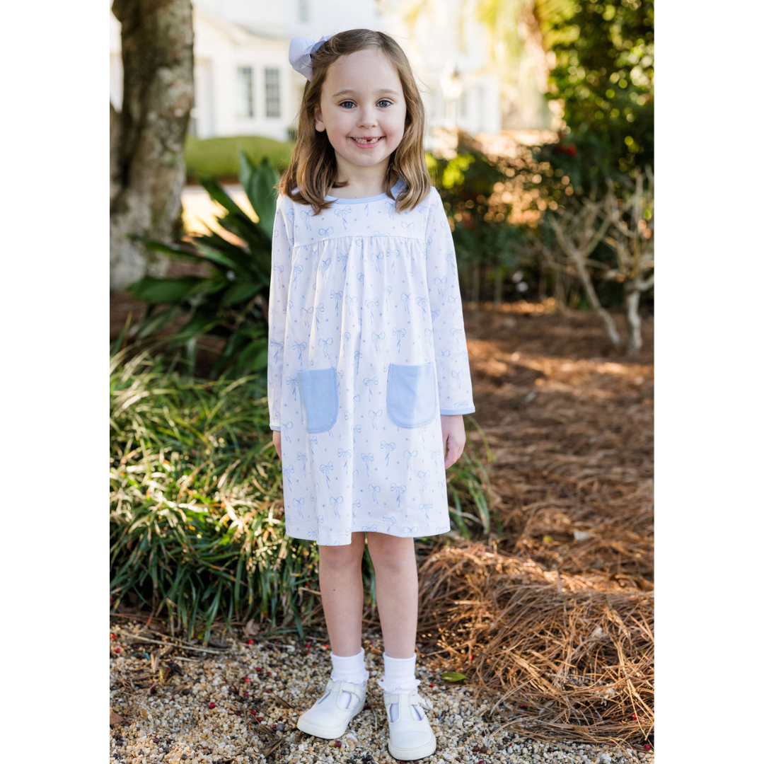 James & Lottie Lennon Dress, Blue Bows Knit