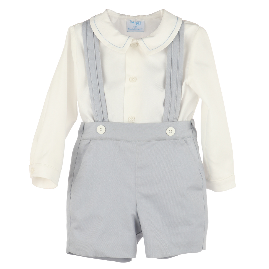 Luli & Me Suspenders Boy Set, Blue