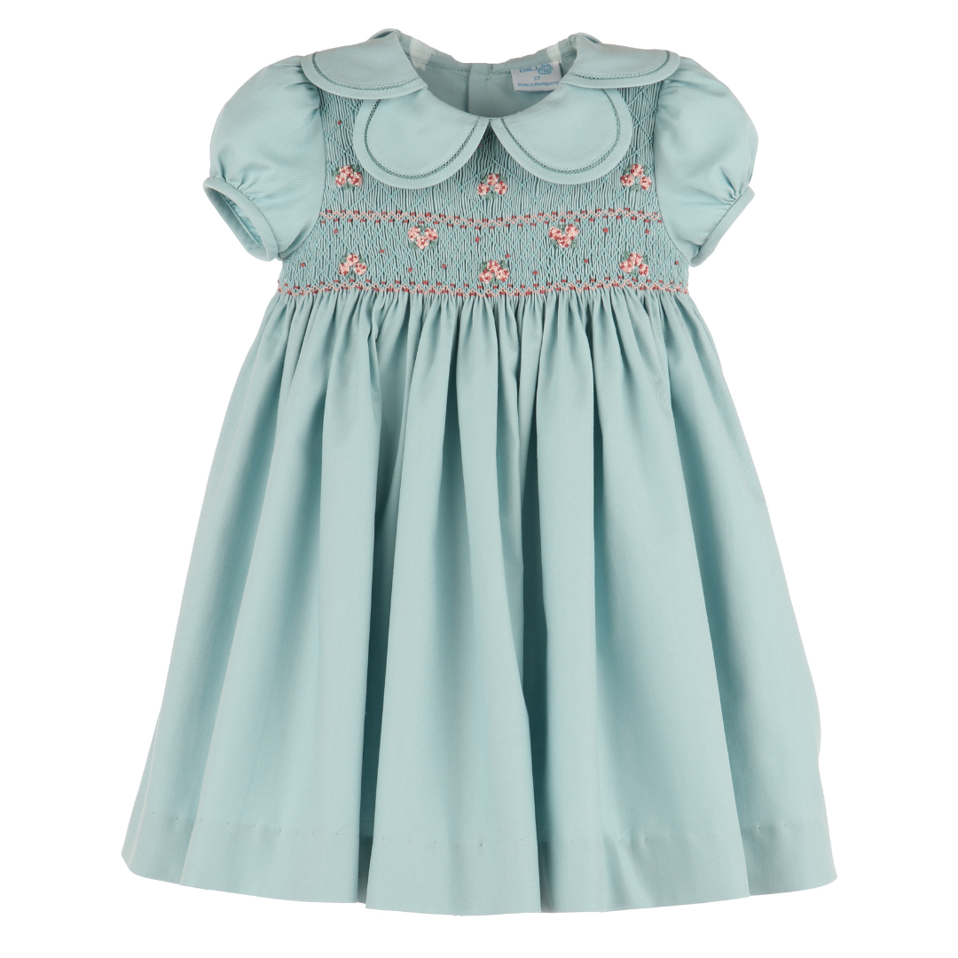 Luli & Me Hydrangeas Smock Petal Dress, Green