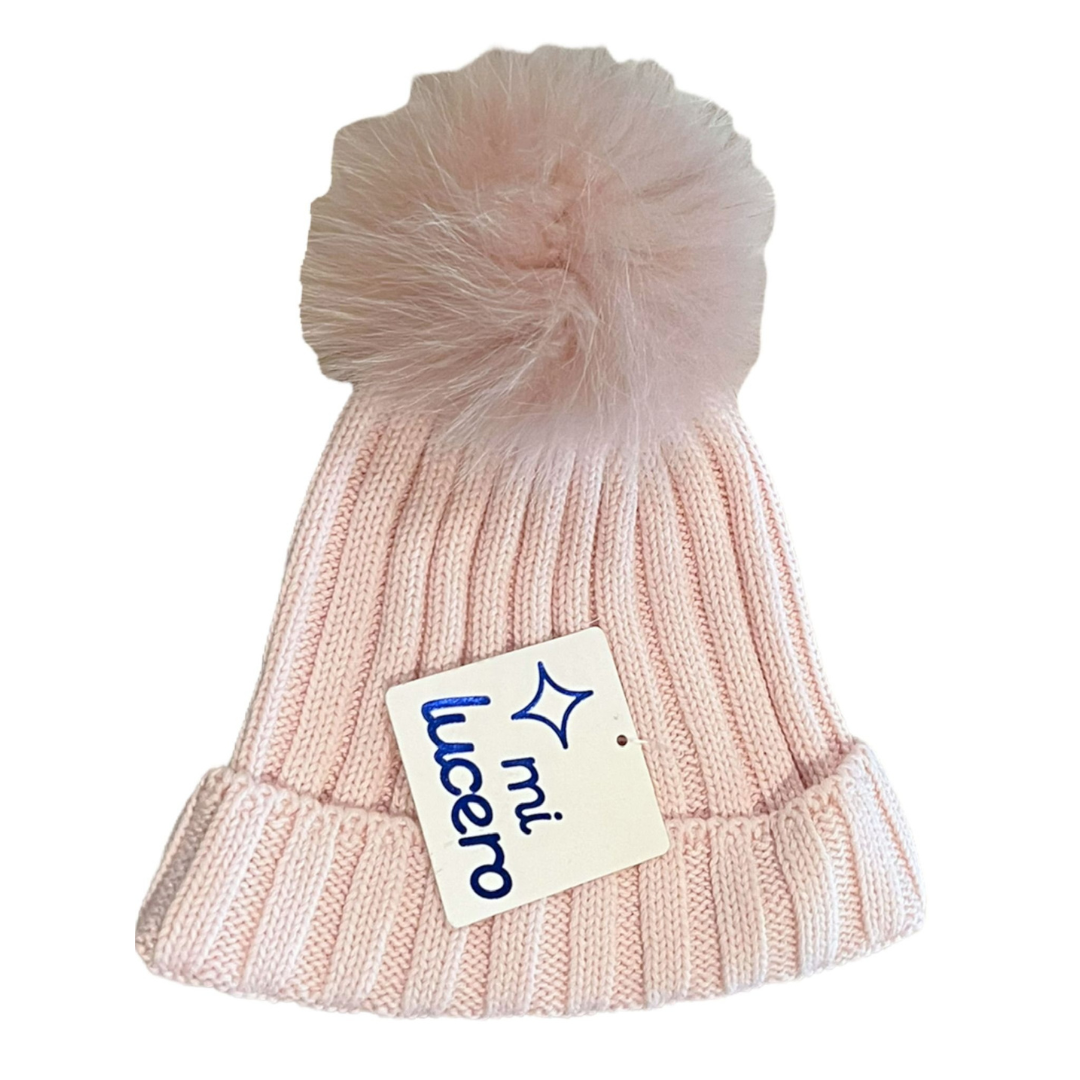 Mi Lucero Toboggan Hat with Pom, Pink