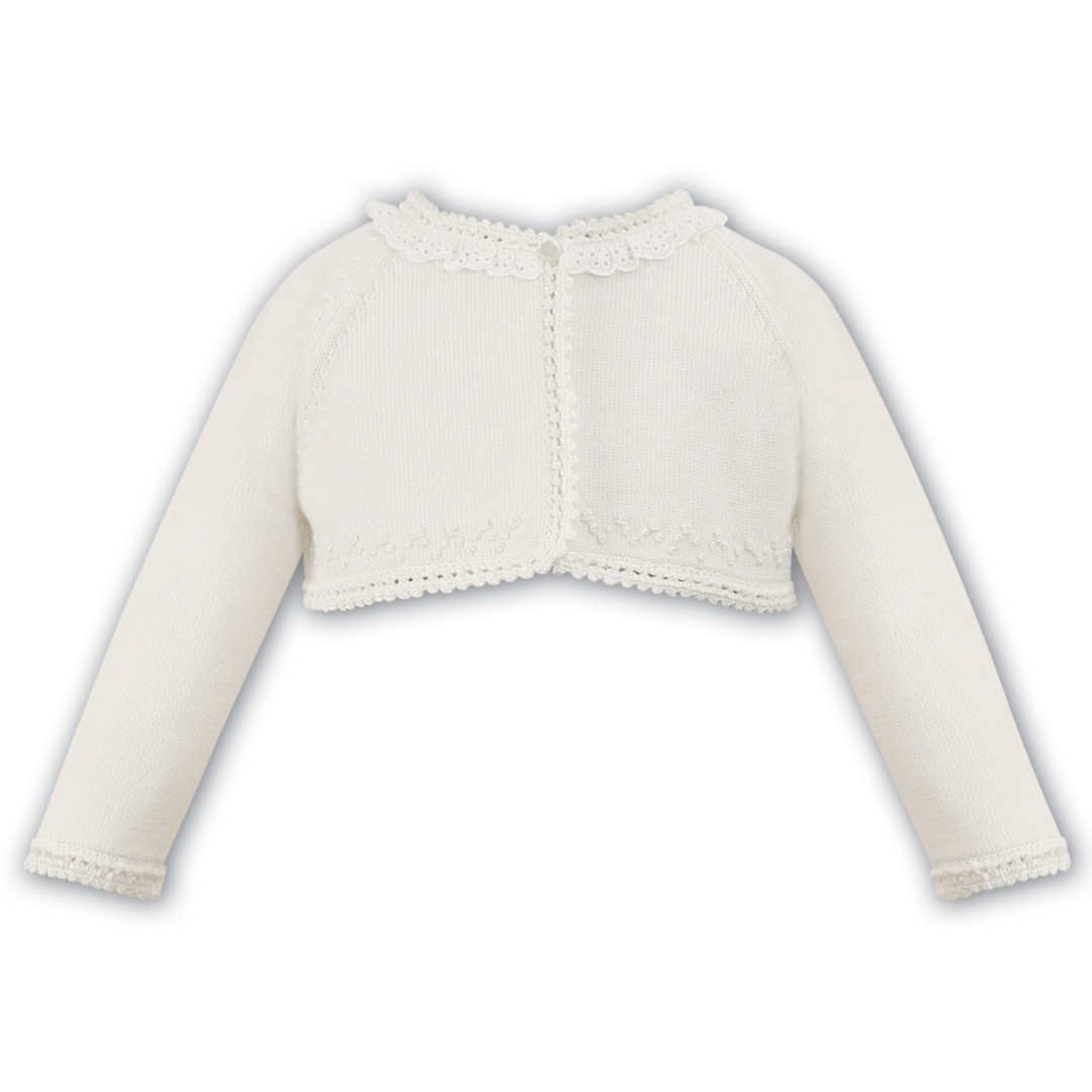 Sarah Louise Scalloped Lace Trim Cardigan