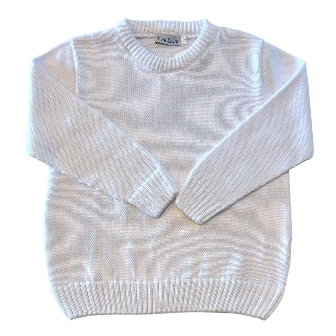 Mi Lucero Solid Crew Neck, White