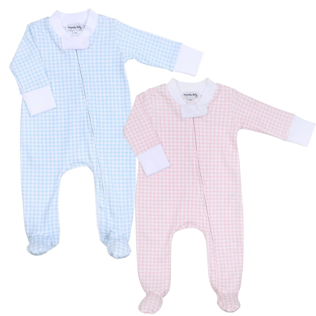 Magnolia Baby Mini Checks Zipper Footie