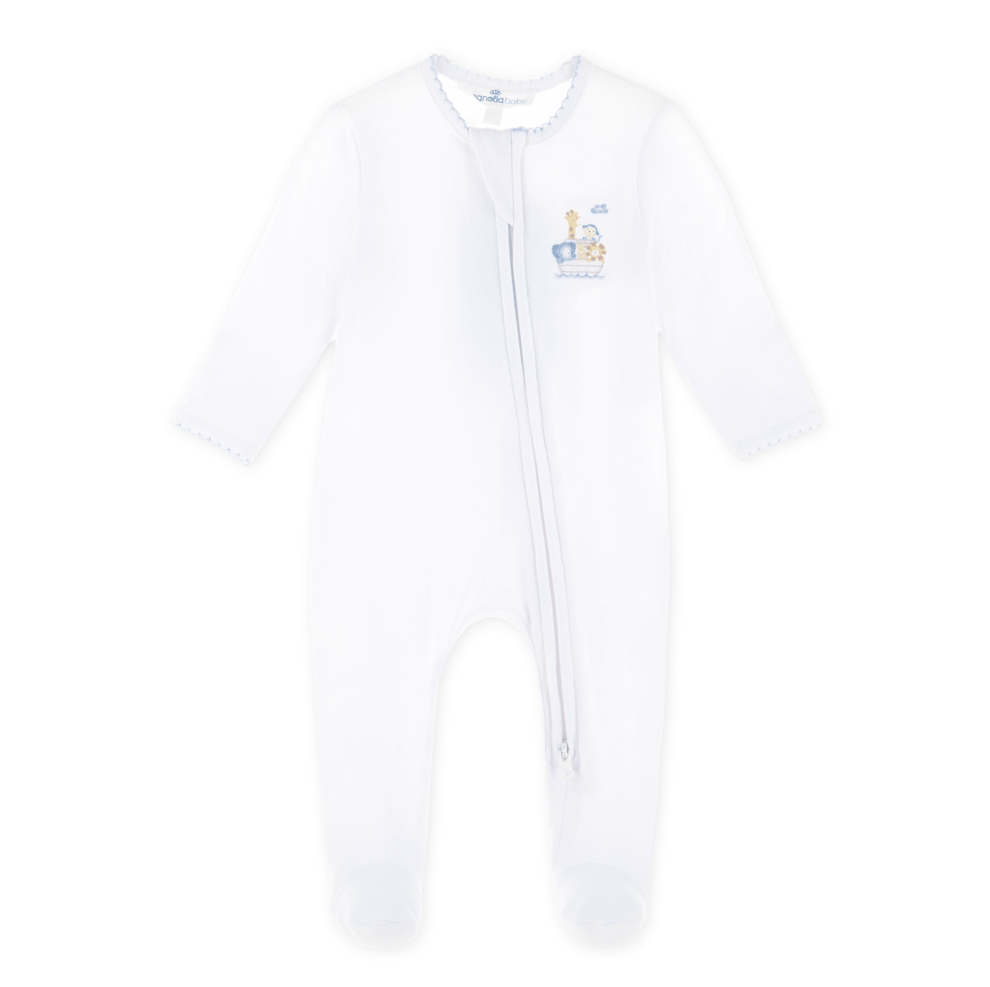 Magnolia Baby Noah's Ark Zip Footie, Light Blue