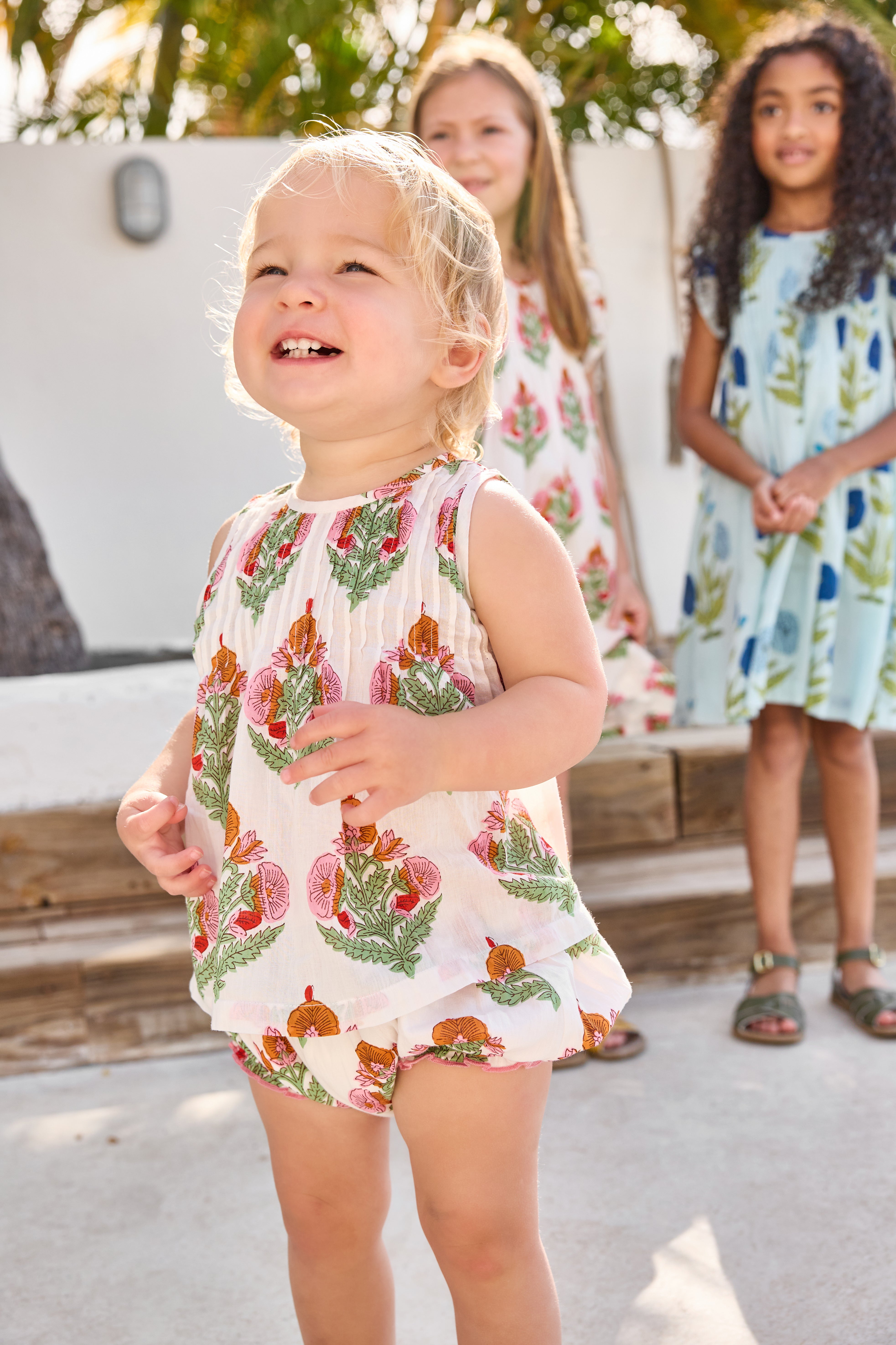 Pink Chicken Jaipur Diaper Set, Pink Bellflower